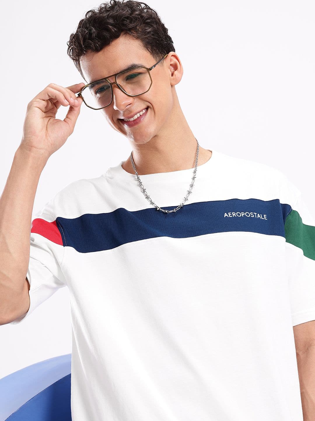 Aeropostale Drop-Shoulder Sleeves Relaxed Fit Pure Cotton T-shirt - view 1
