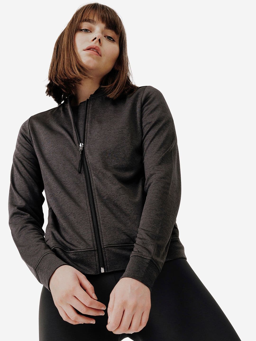 Decathlon Kalenji - Women Black Grey Run 100 Dry Breathable Running Jacket - view 1