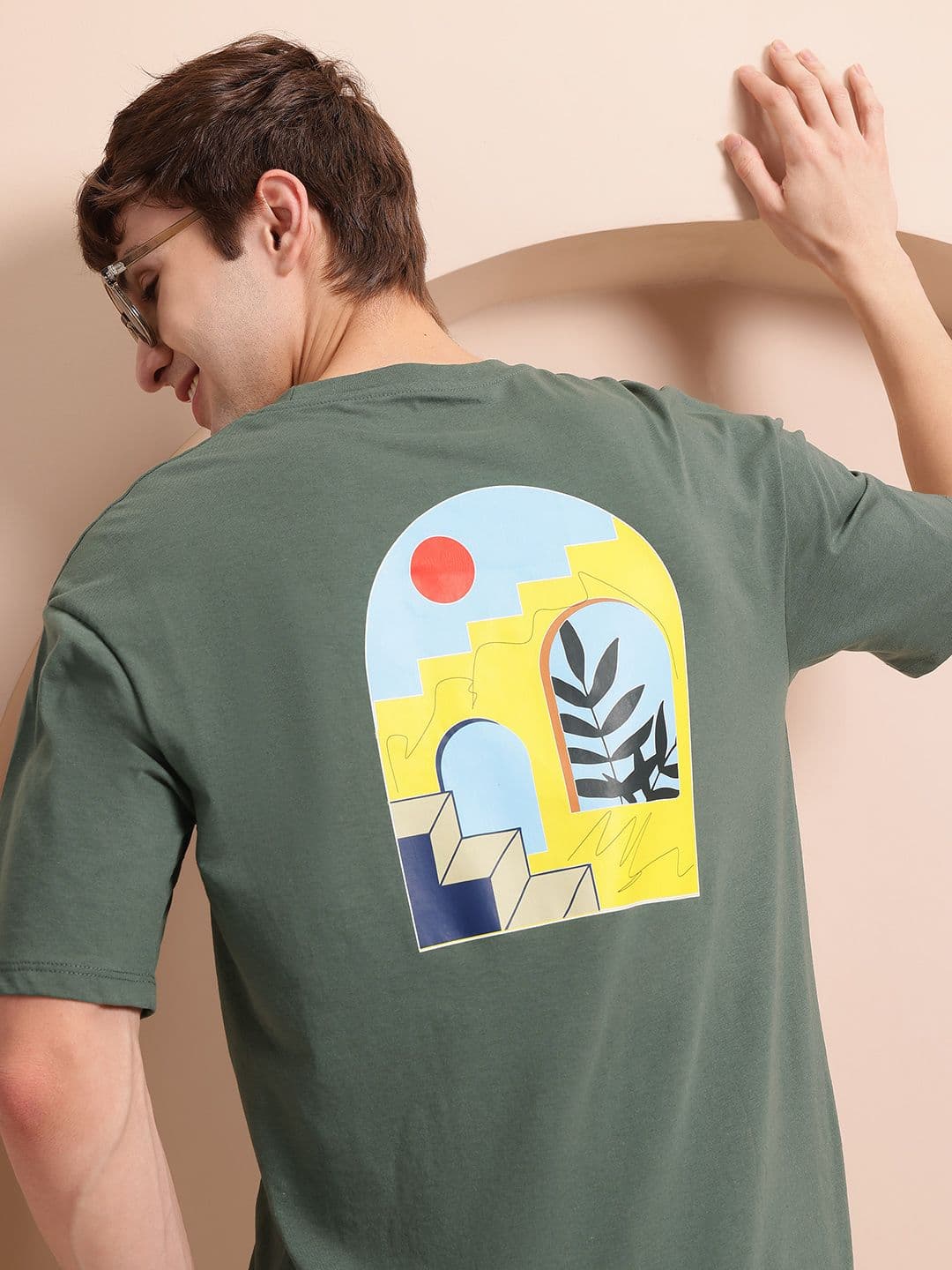 Mast & Harbour Graphic Printed Drop-Shoulder Sleeves Relaxed Fit T-shirt - view 1