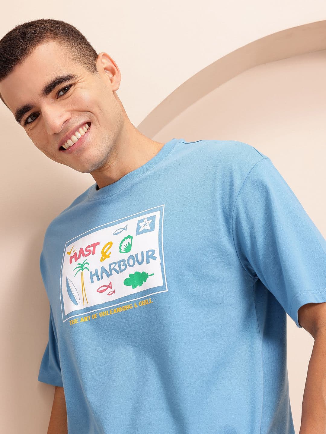 Mast & Harbour Men Typography Printed Relaxed Fit T-shirt - view 1