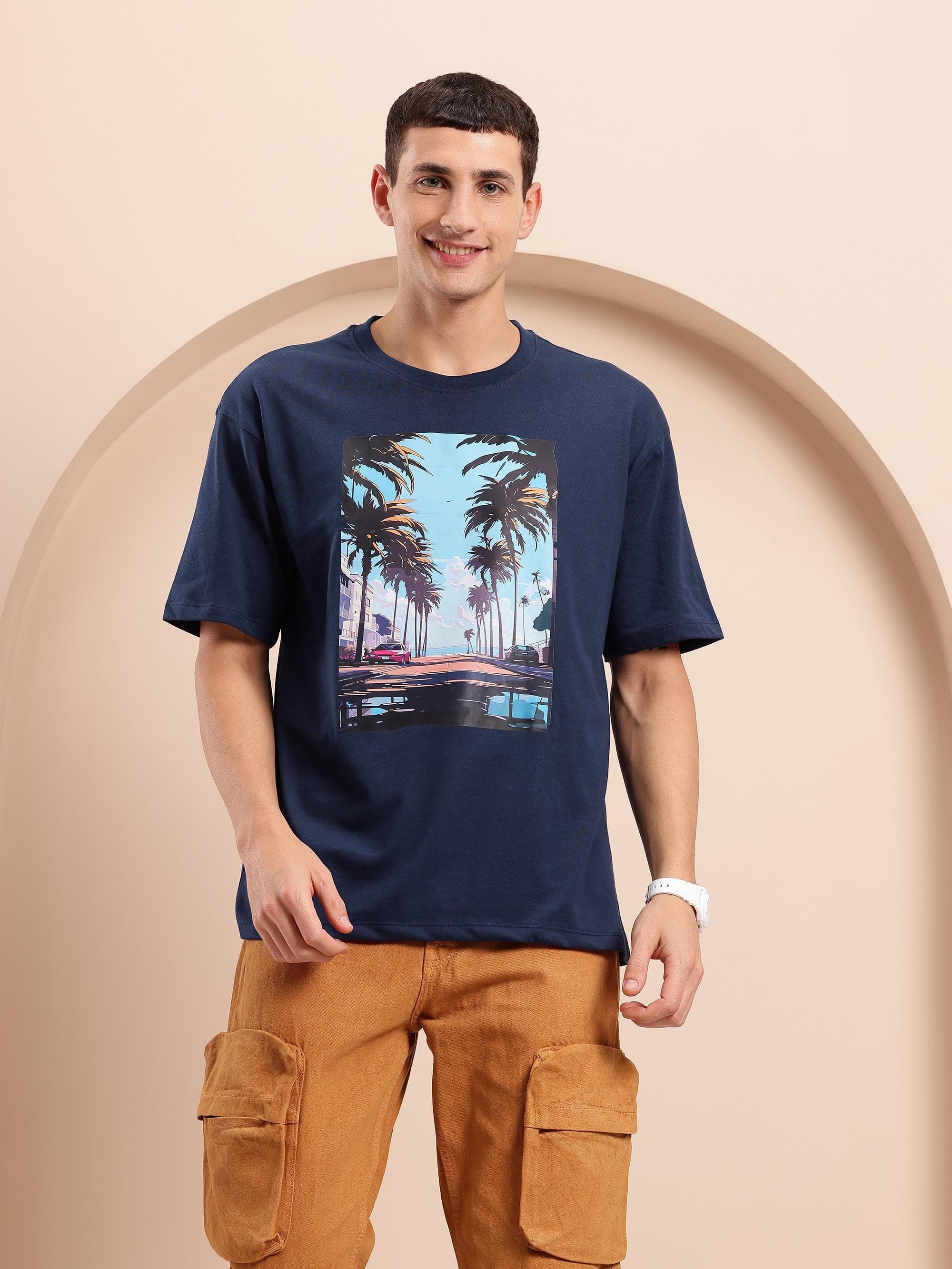 Mast & Harbour Men Printed Relaxed Fit T-shirt - view 1