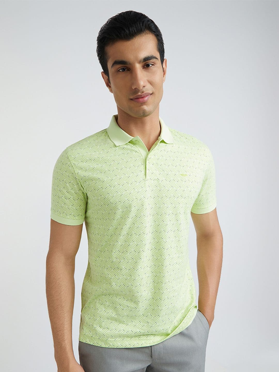 Park Avenue Men Striped Polo Collar Cotton T-shirt - view 1