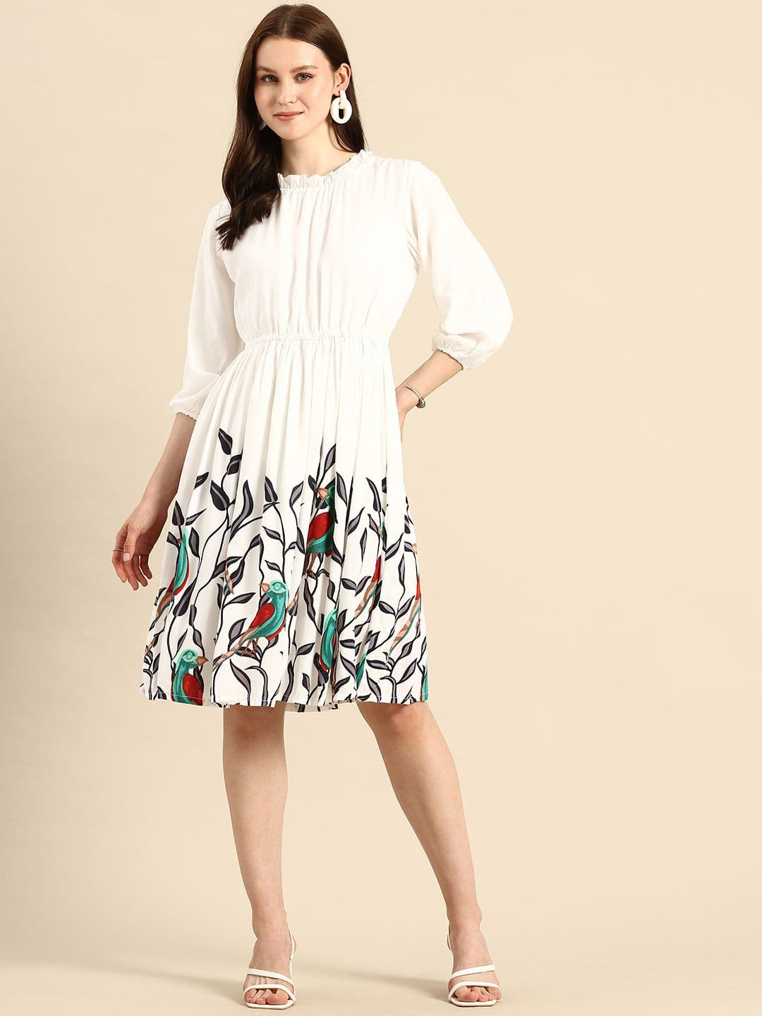 A&K Floral Printed Gathered or Pleated Fit & Flare Dress - view 1
