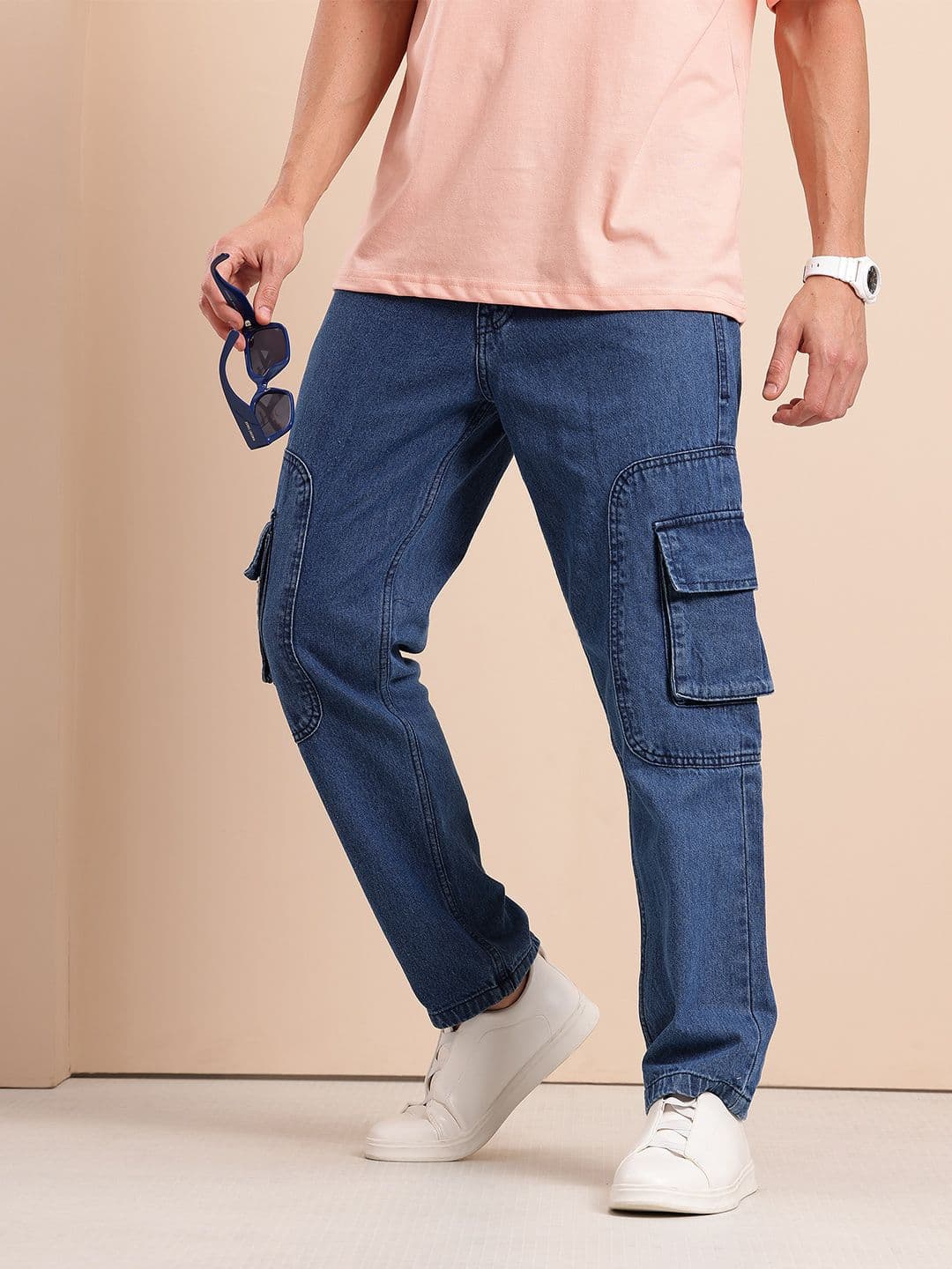 Mast & Harbour Men Relaxed Fit Cargo Jeans - view 1