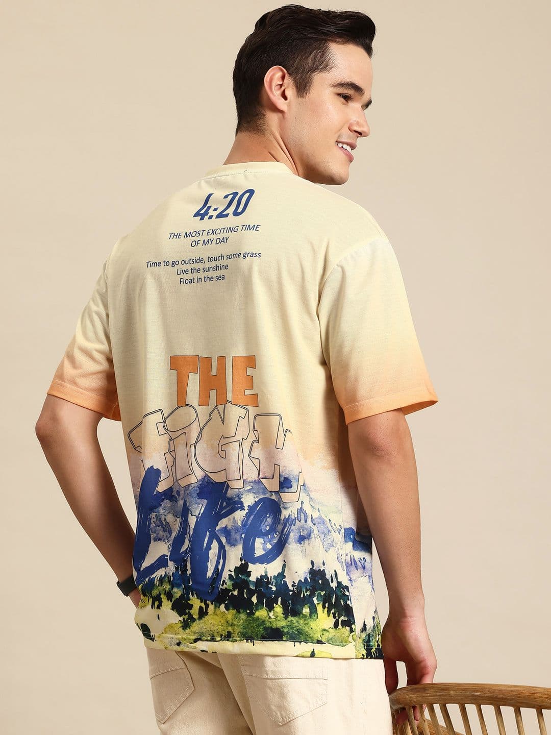 Mast & Harbour Printed Drop-Shoulder Sleeves T-shirt - view 1