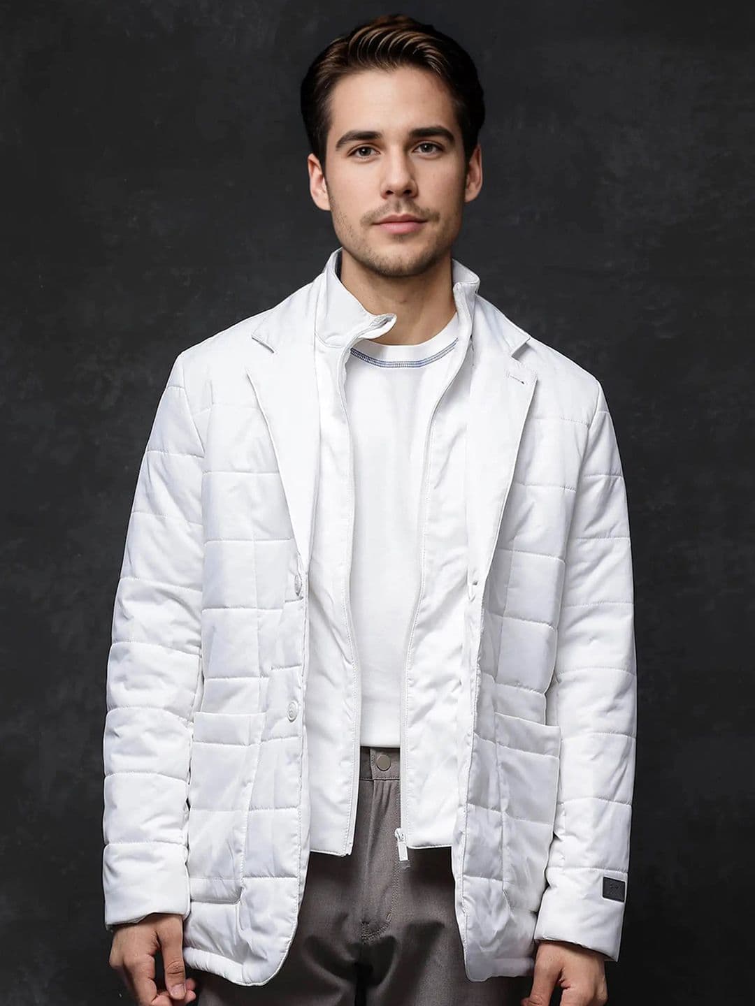 RARE RABBIT Men Lapel Collar Solid Casual Padded Jacket - view 1