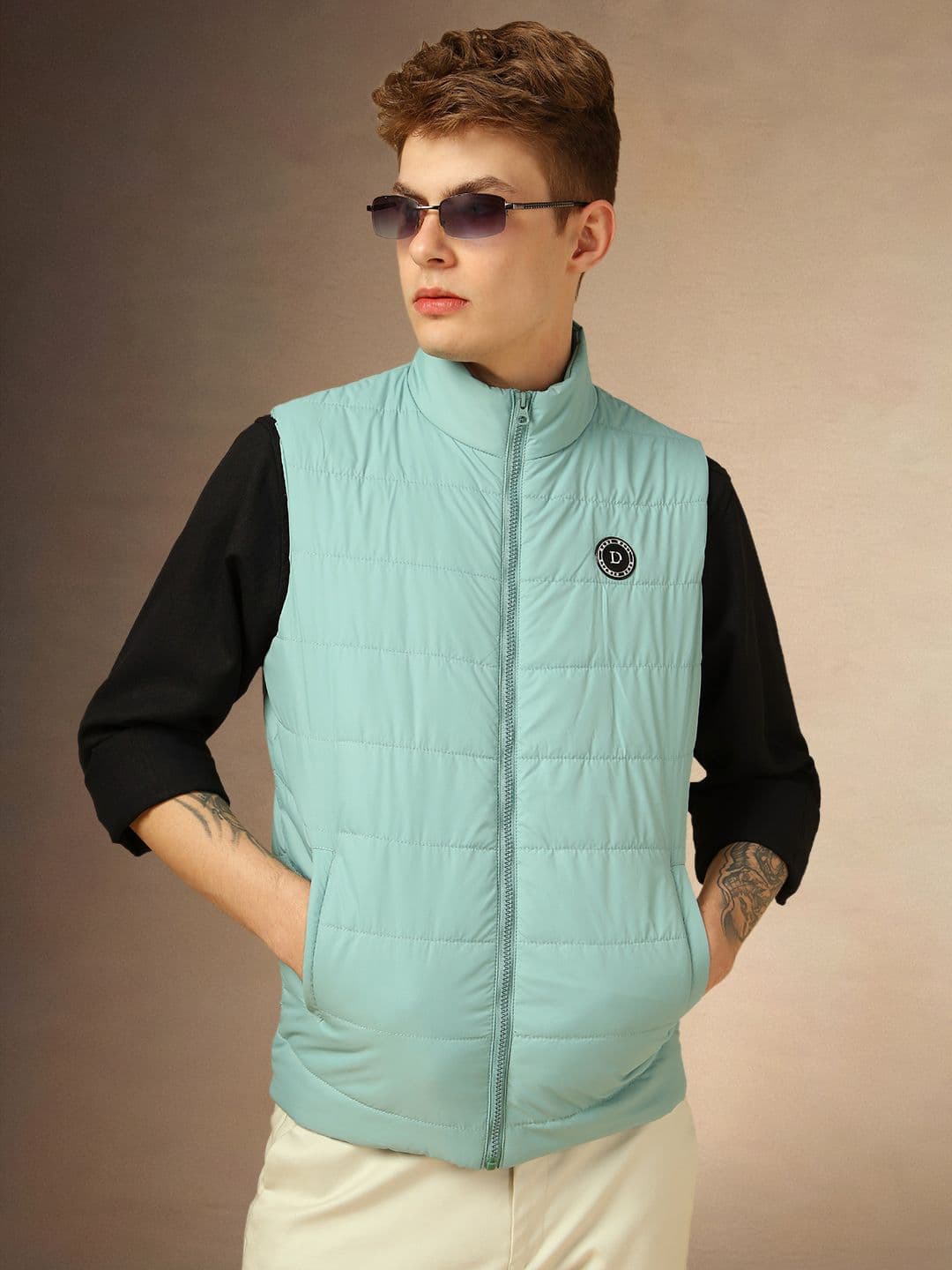 Dennis Lingo Men Mock Collar Solid Casual Padded Jacket - view 1