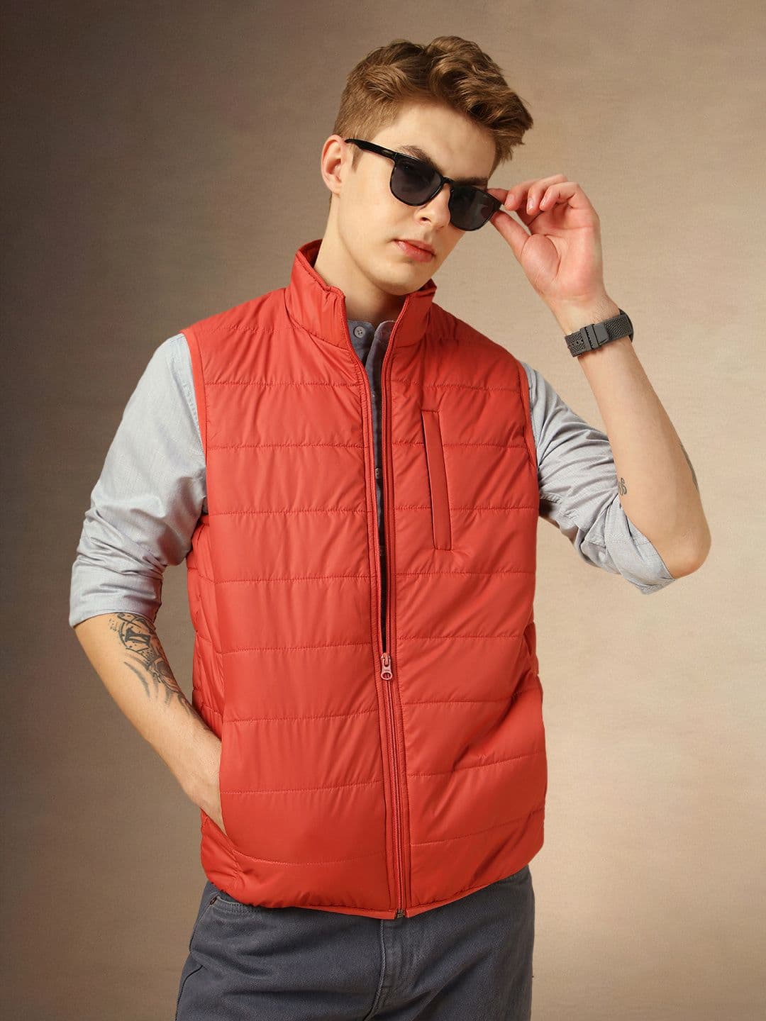 Dennis Lingo Men Mock Collar Solid Casual Padded Jacket - view 1