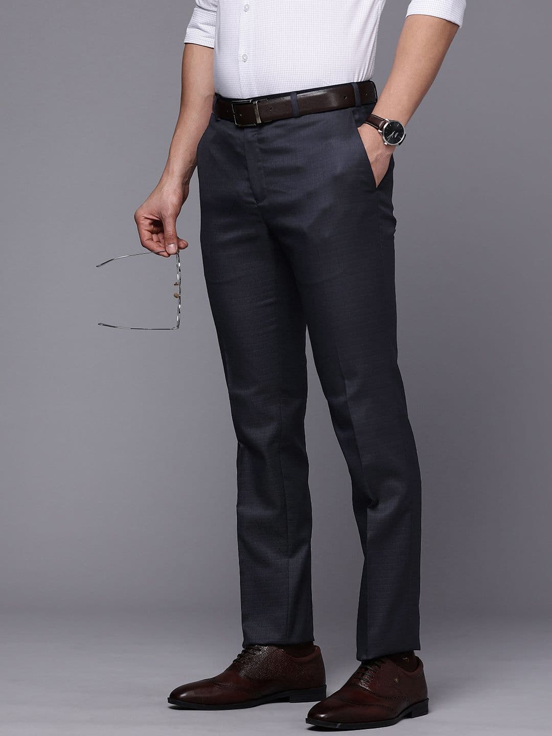 Raymond Men Checked Slim Fit Formal Trousers - view 1