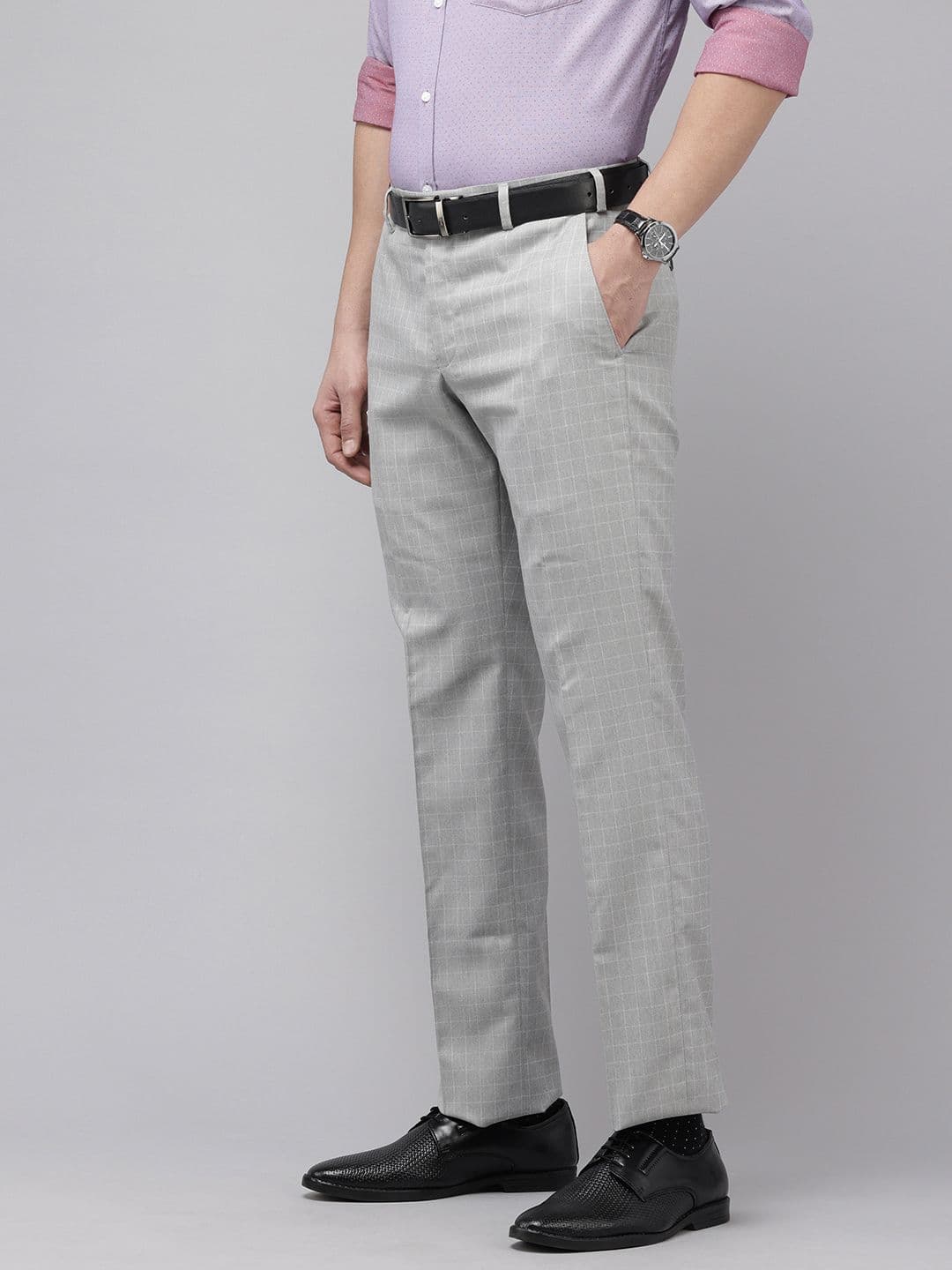 Park Avenue Men Checked Formal Trousers - view 1