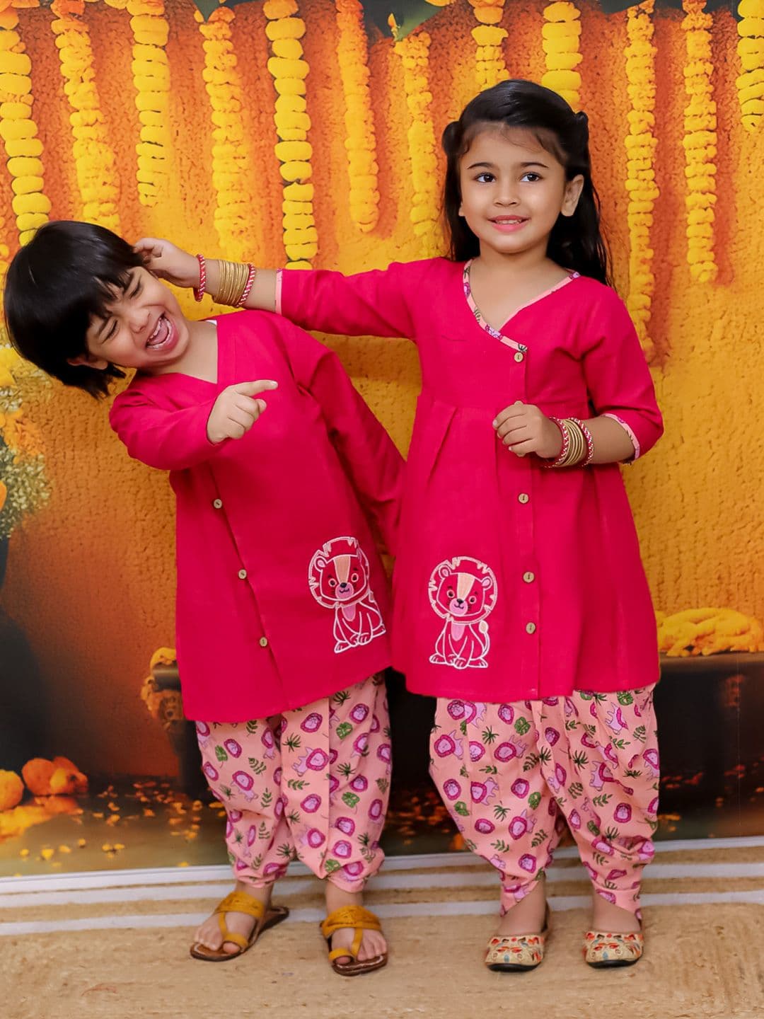 BownBee Girls Printed Pure Cotton Top With Dhoti Pant - view 1
