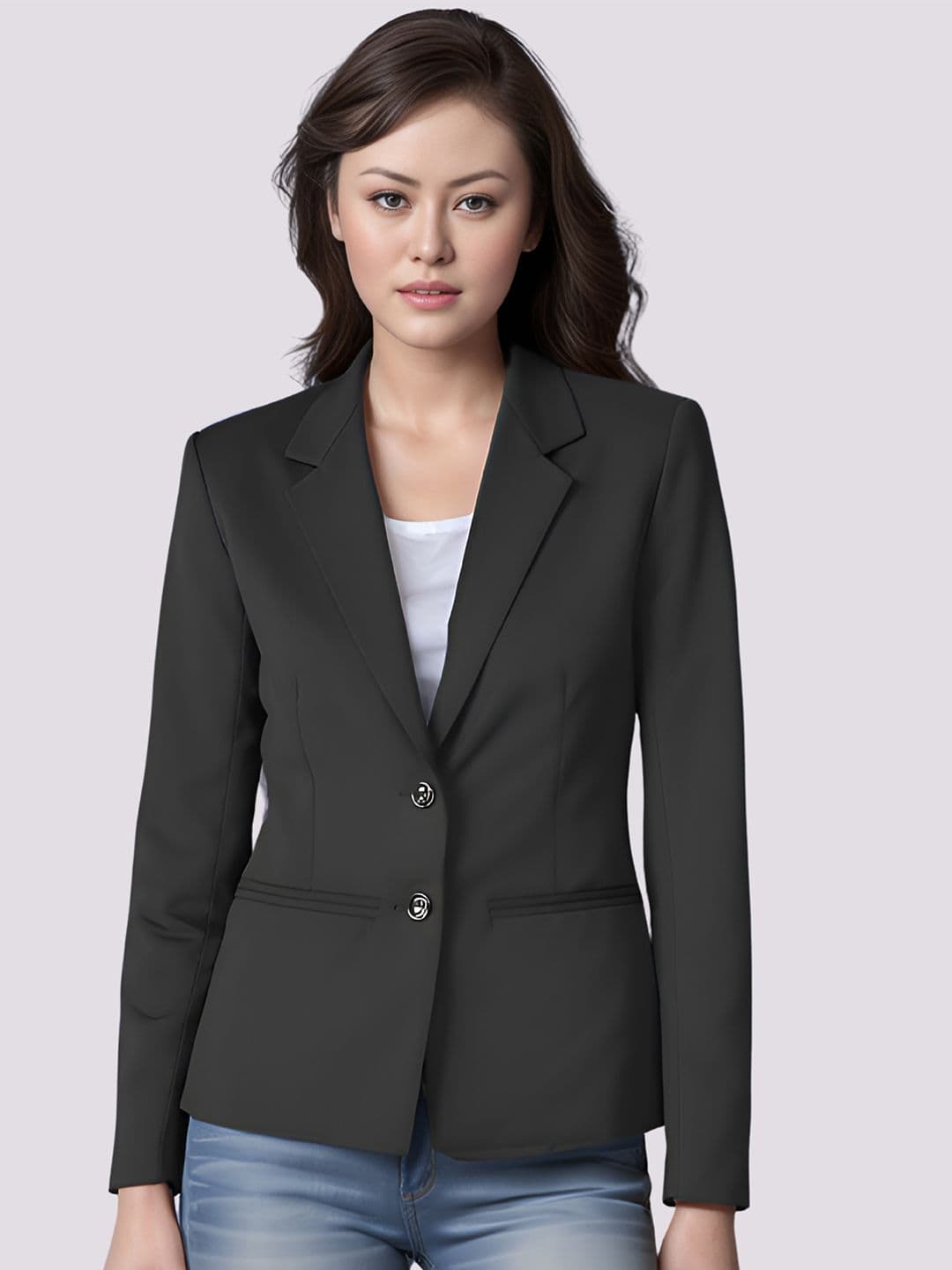 BAESD Women Notched Lapel Collar Single Breasted Formal Blazer - view 1