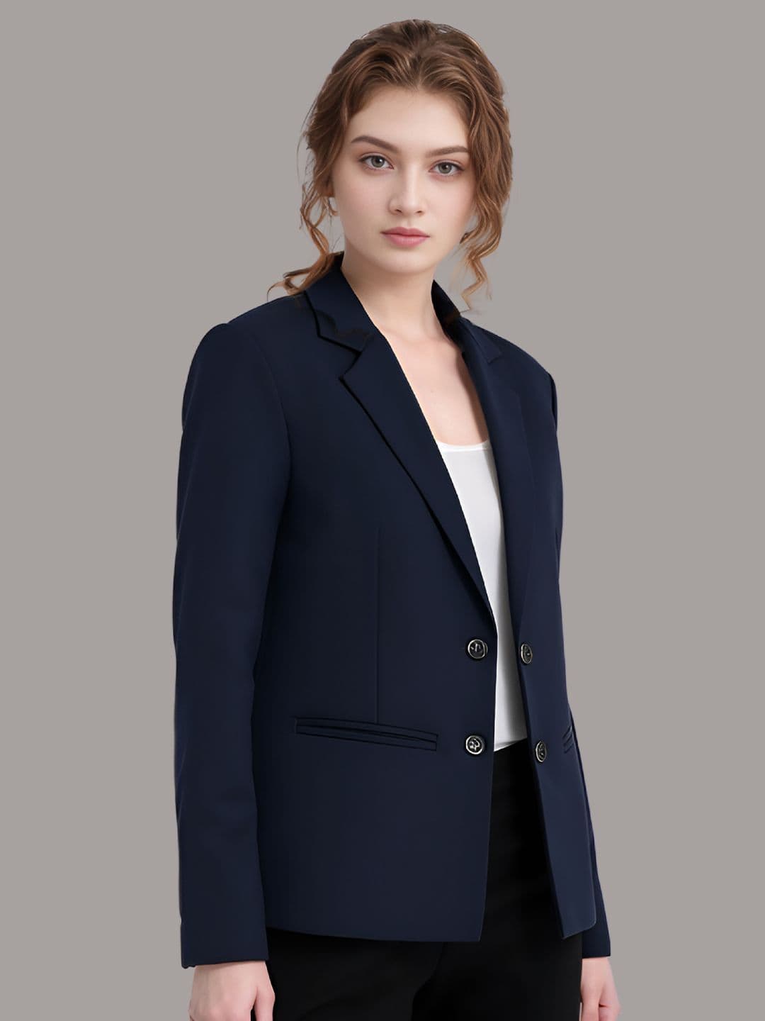 BAESD Women Notched Lapel Collar Single-Breasted Formal Blazer - view 1