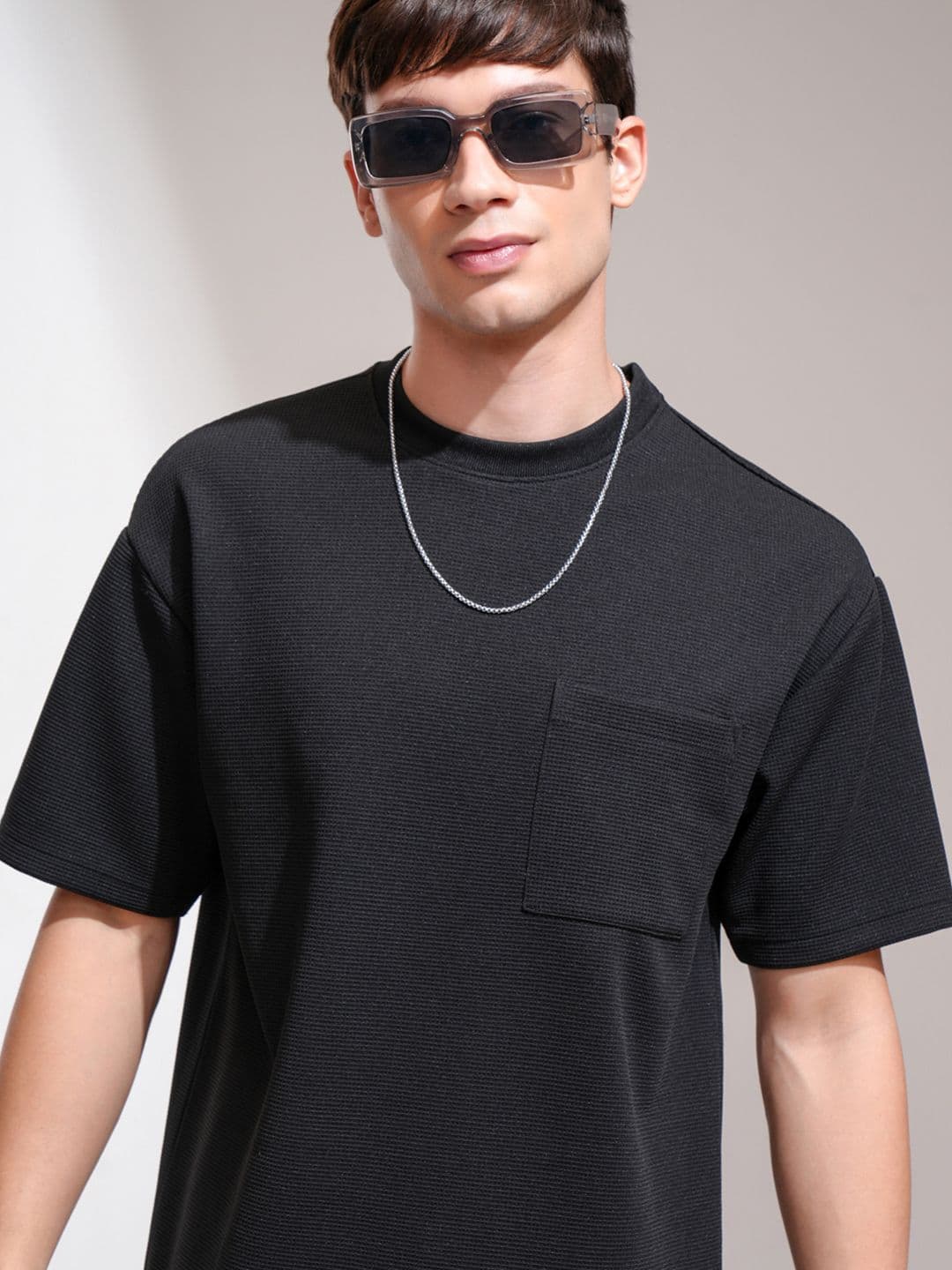 HIGHLANDER Men Self Design Round Neck Relaxed Fit T-shirt - view 1