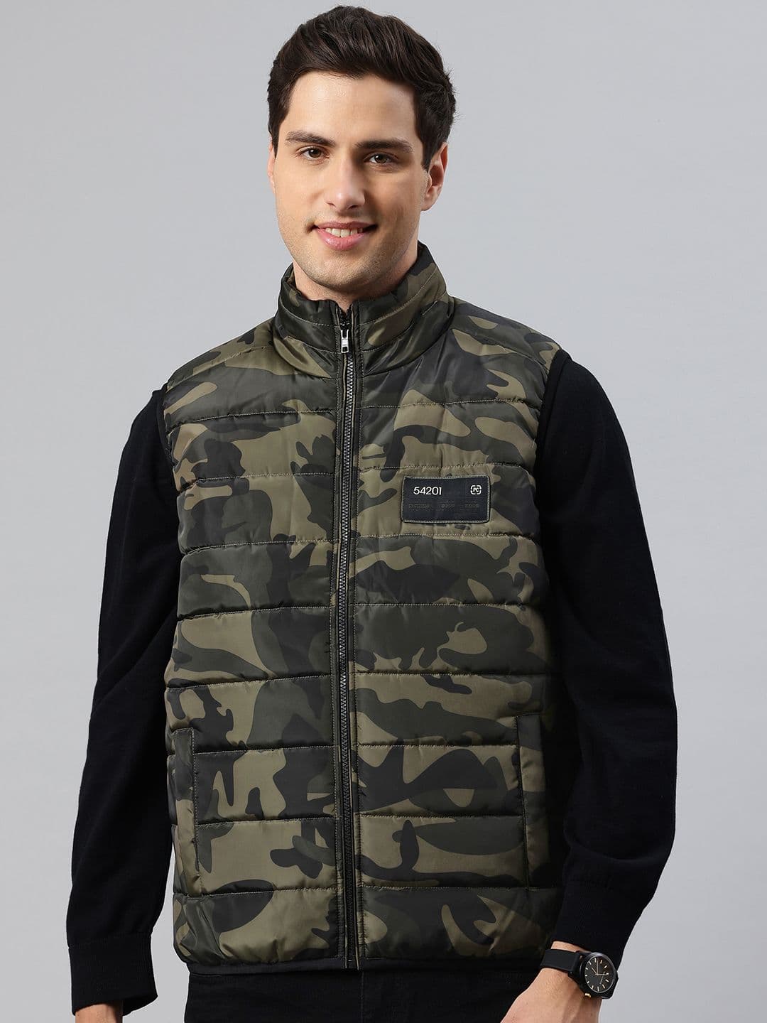 Pierre Carlo Men Camouflage Gilet Jacket - view 1