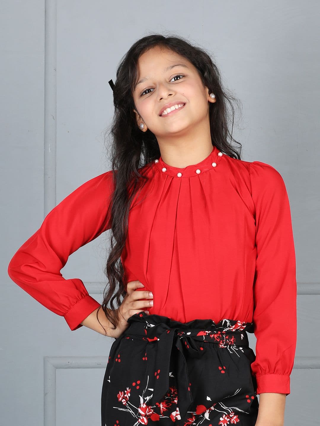Cutiekins Girls Round Neck Cuffed Sleeves Casual Top - view 1