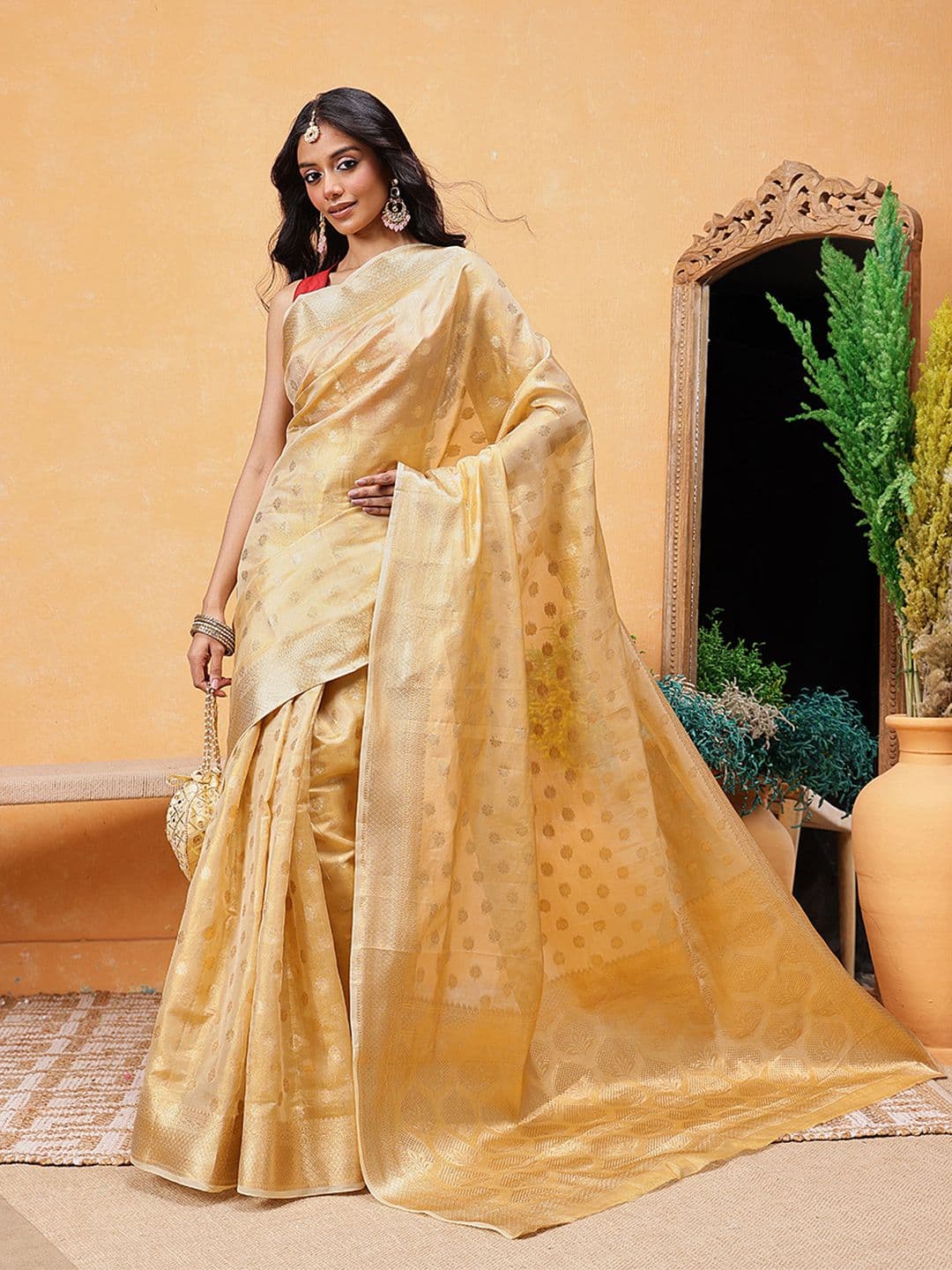 Silk Land Woven Design Zari Tissue Ready to Wear Kanjeevaram Saree - view 1