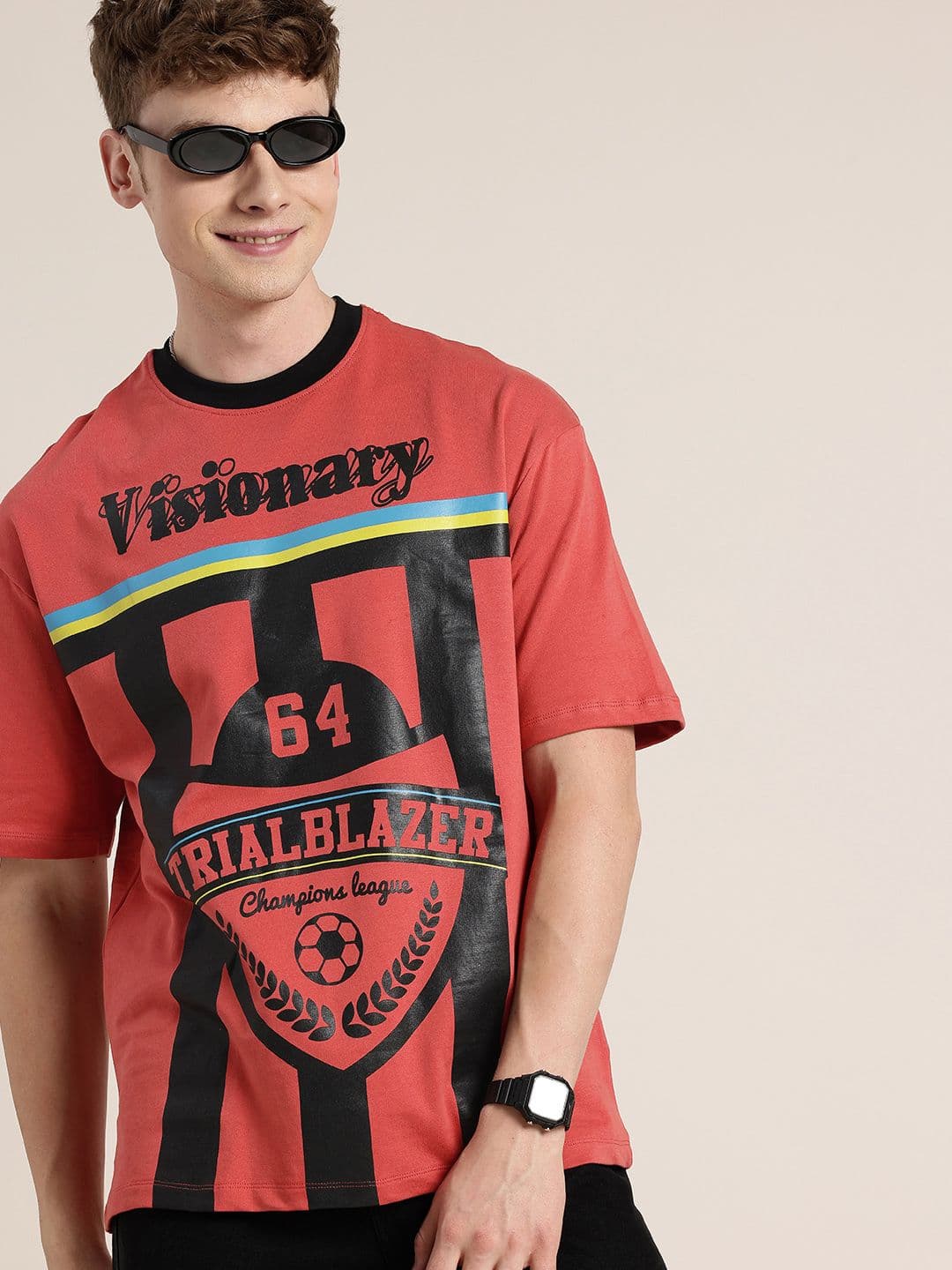 HERE&NOW Typography Printed Relaxed Fit Pure Cotton T-shirt - view 1