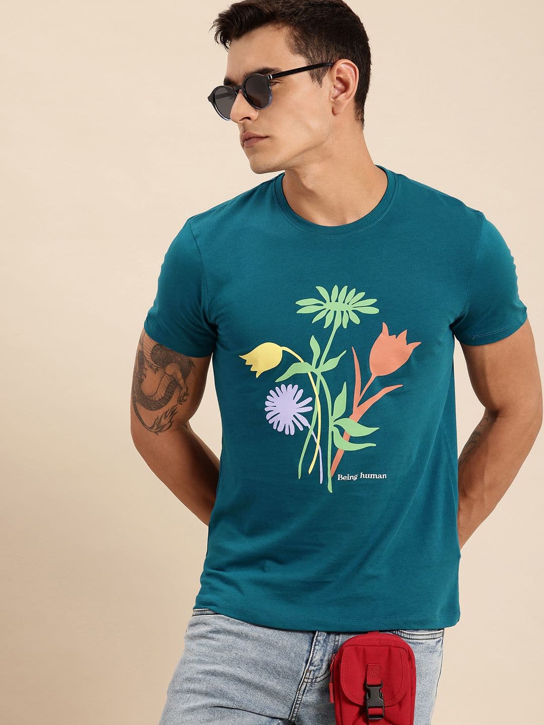 Being Human Floral Printed Pure Cotton T-shirt - view 1