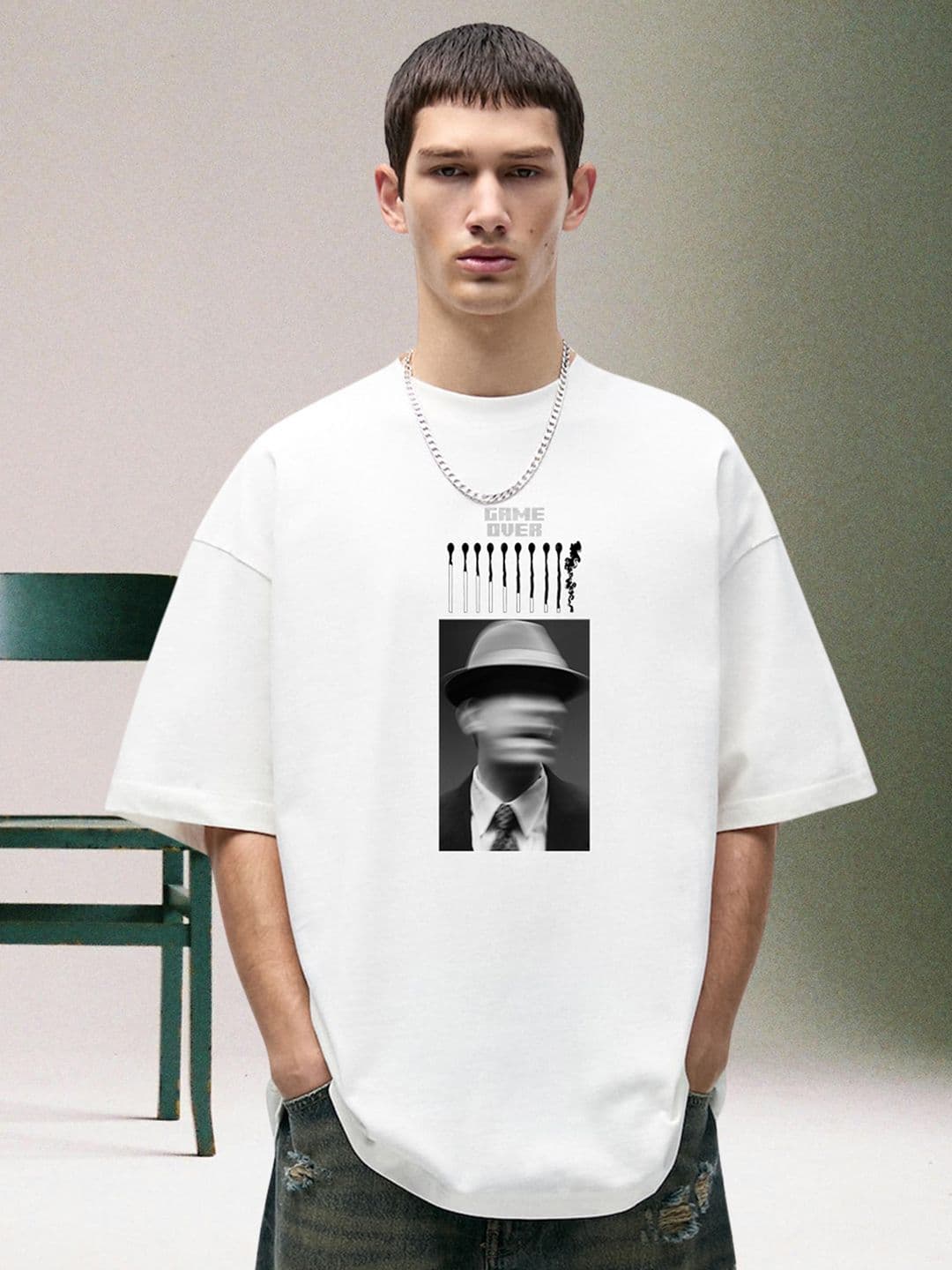 PRONK Men Graphic Printed Round Neck Cotton Oversized T-shirt - view 1