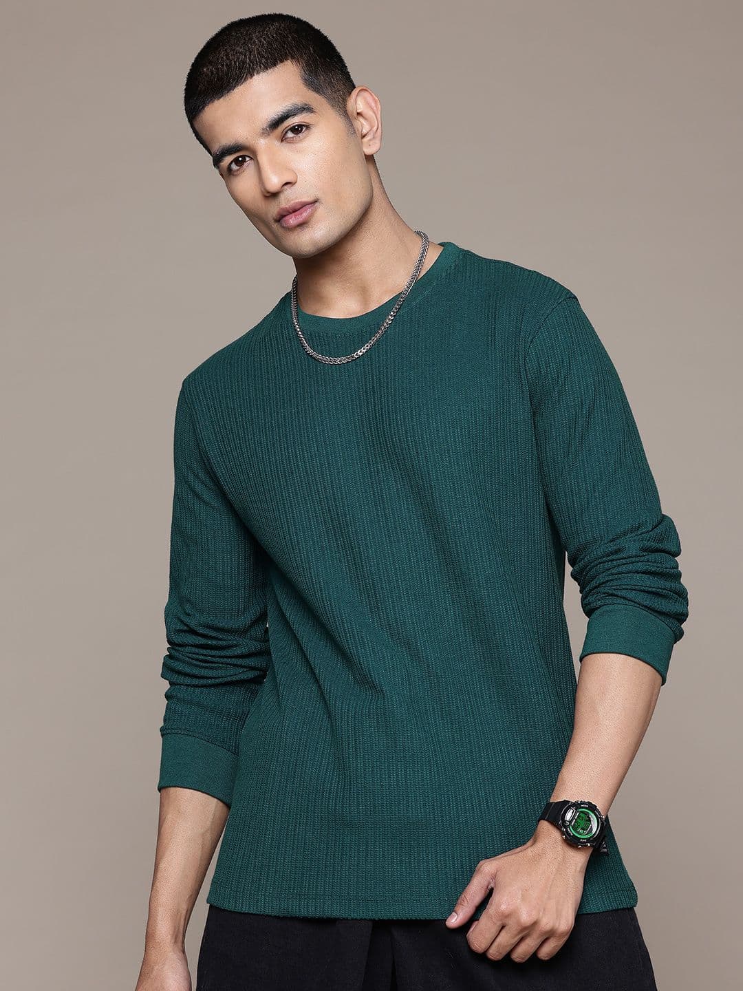The Roadster Lifestyle Co. Textured Knit Long Sleeve T-shirt - view 1