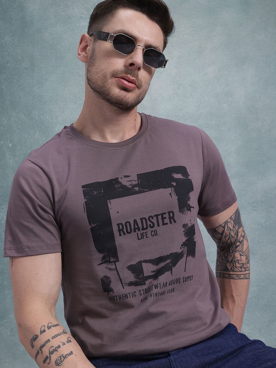 The Roadster Life Co. Men Typography Printed Pure Cotton T-shirt - view 1
