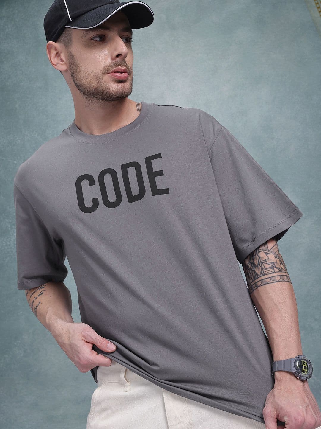 The Roadster Life Co. Typography Print Pure Cotton Drop-Shoulder Sleeves T-shirt - view 1