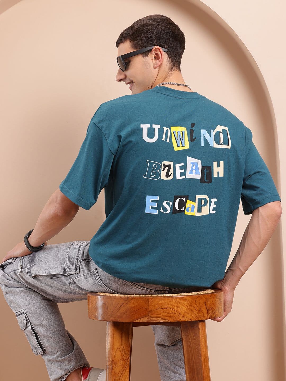 Mast & Harbour Men Typography Printed Oversized T-shirt - view 1