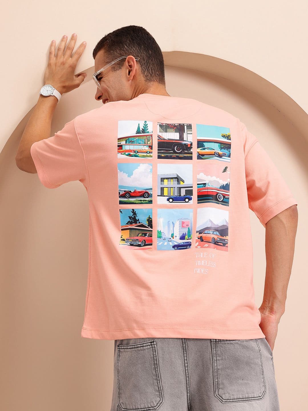Mast & Harbour Graphic Print Drop-Shoulder Sleeves T-shirt - view 1