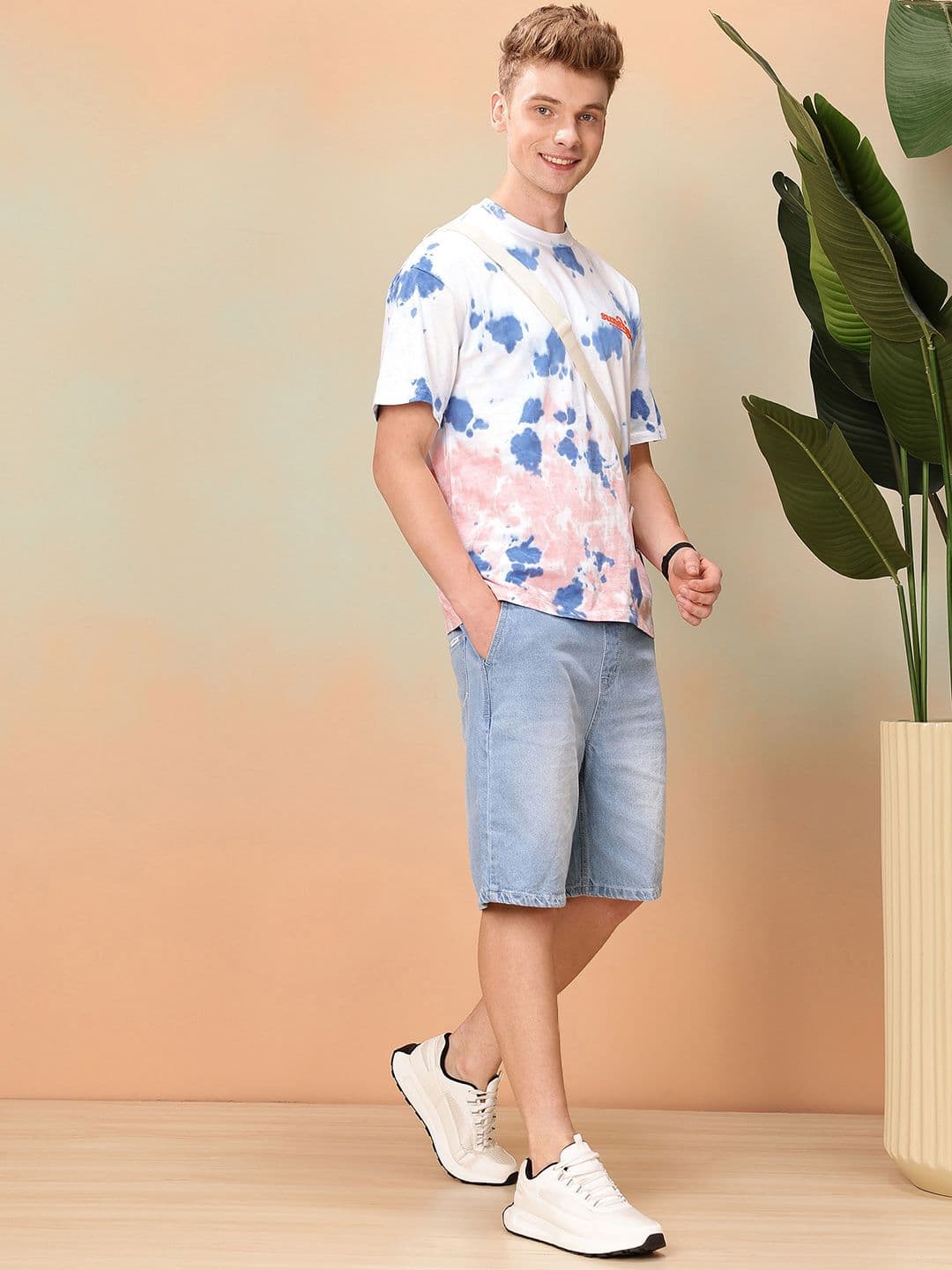 Mast & Harbour Dyed Drop-Shoulder Sleeves Pure Cotton Relaxed Fit T-shirt - view 1