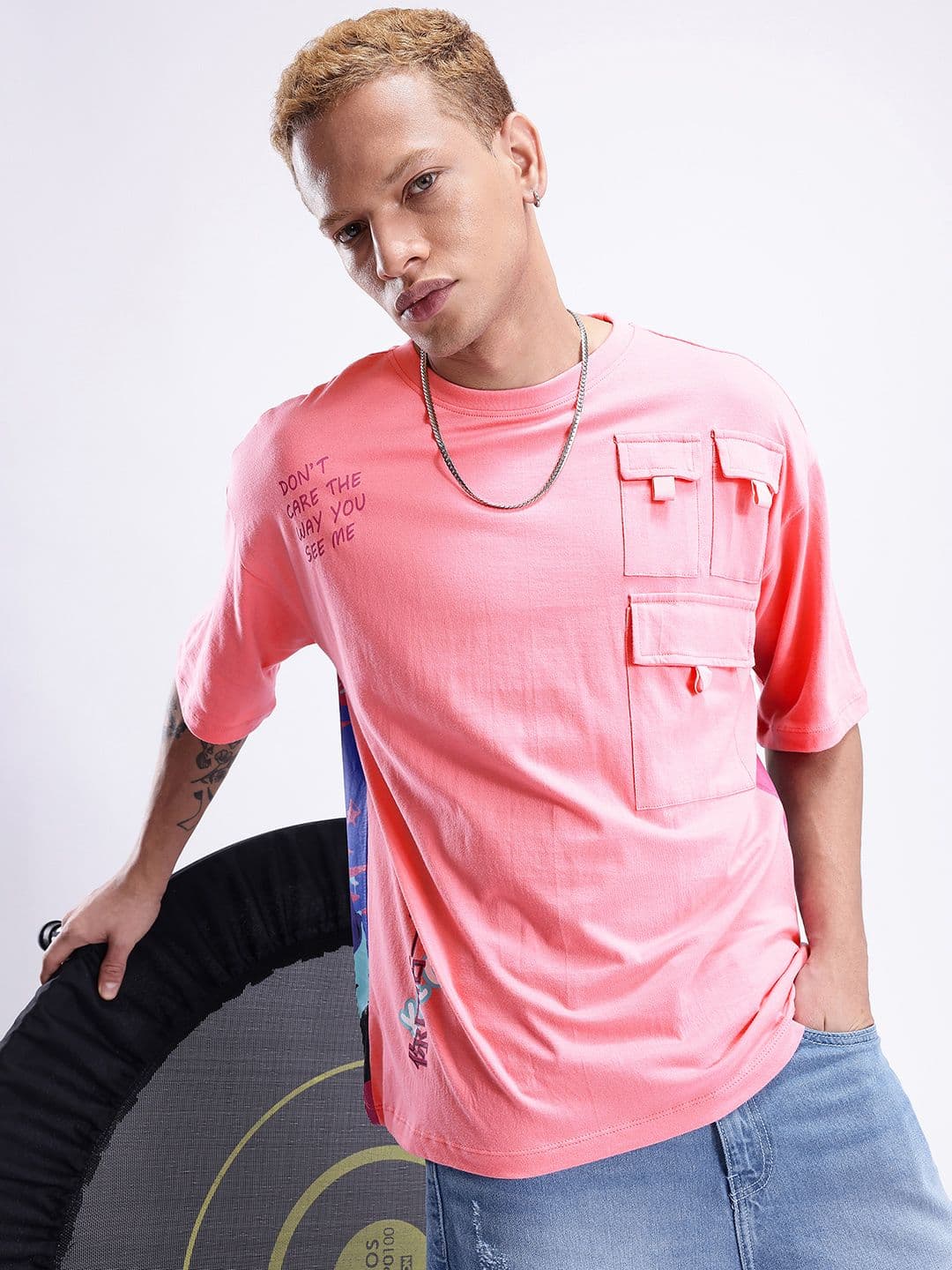 Kook N Keech Anime Printed Drop-Shoulder Sleeves Pure Cotton Oversized T-shirt - view 1