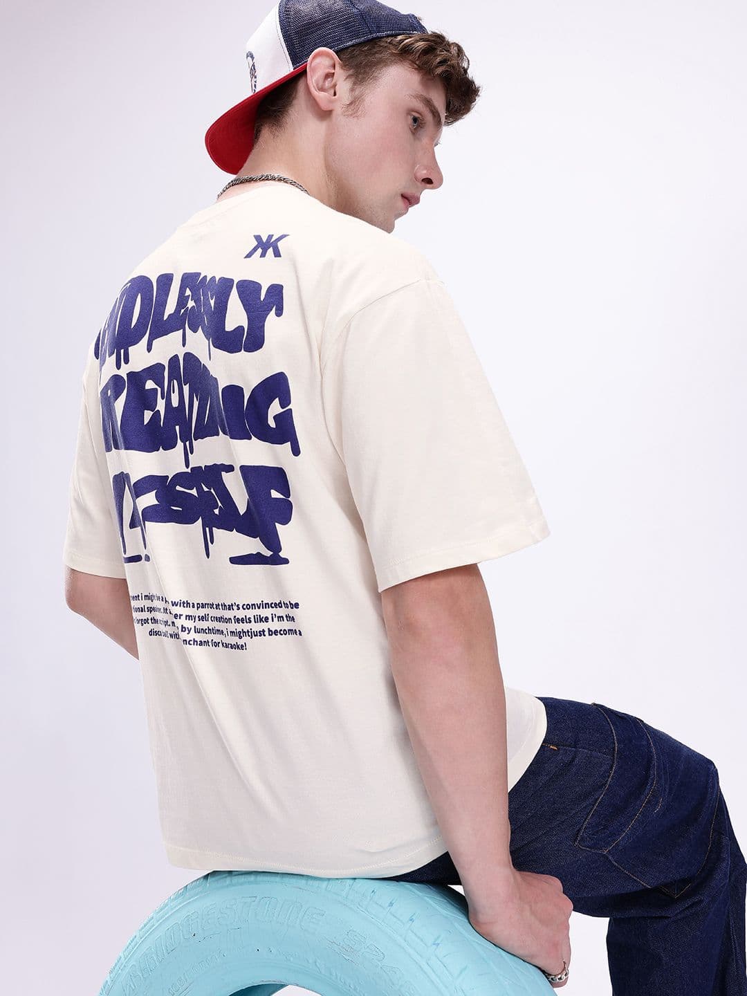 Kook N Keech Oversized Fit Typography Printed Pure Cotton T-shirt - view 1