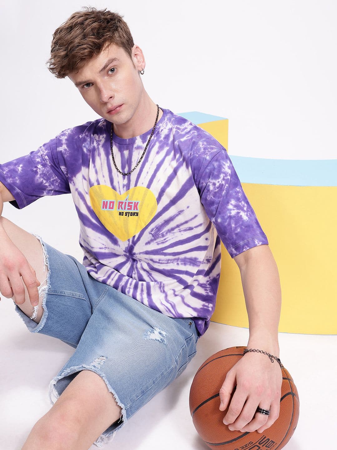 Kook N Keech Tie and Dye Drop-Shoulder Sleeves Oversized Pure Cotton T-shirt - view 1
