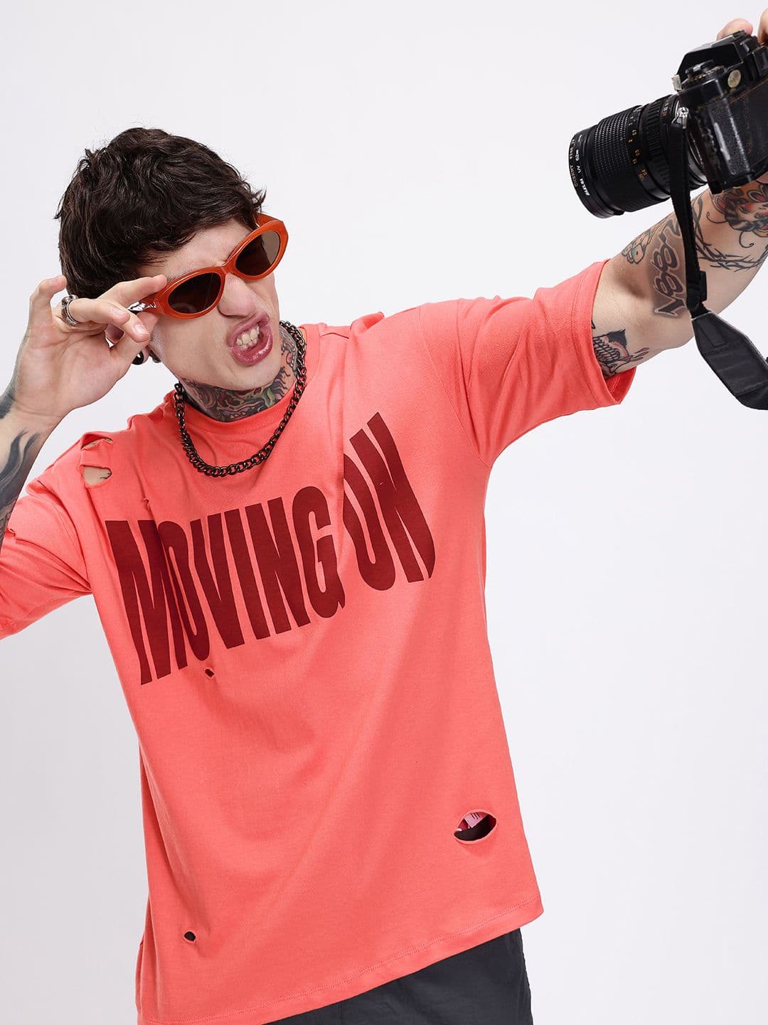 Kook N Keech Typography Printed Drop-Shoulder Sleeves Pure Cotton Oversized T-shirt - view 1