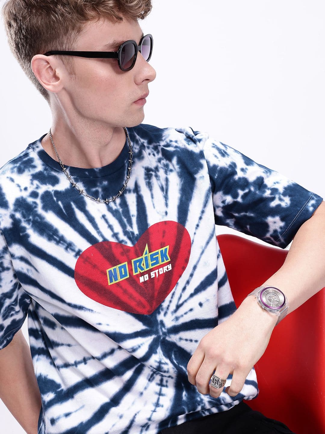 Kook N Keech Tie and Dye Drop-Shoulder Sleeves Pure Cotton Oversized T-shirt - view 1