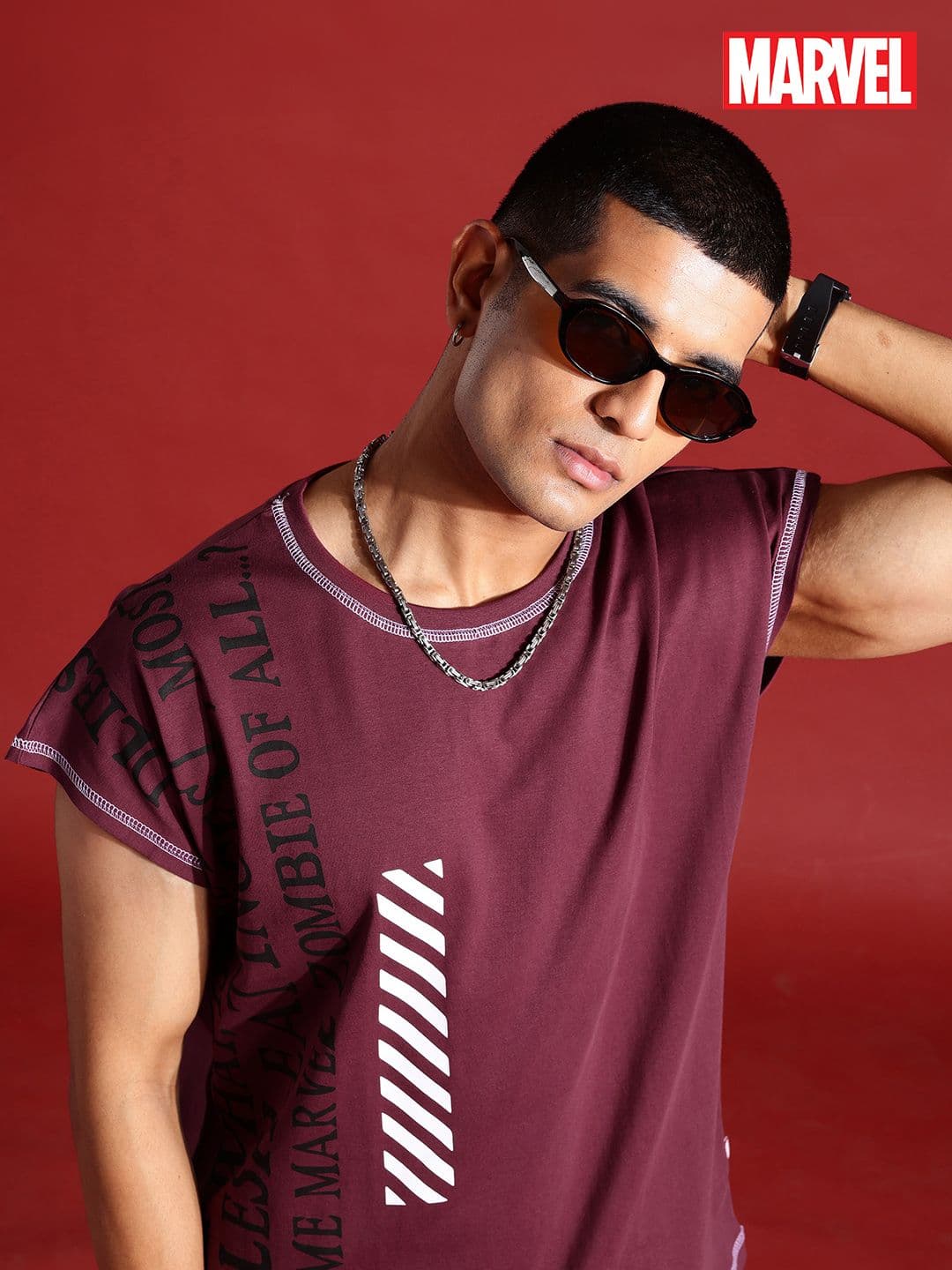 MARVEL STREET Men Typography Printed Pure Cotton Relaxed Fit T-shirt - view 1