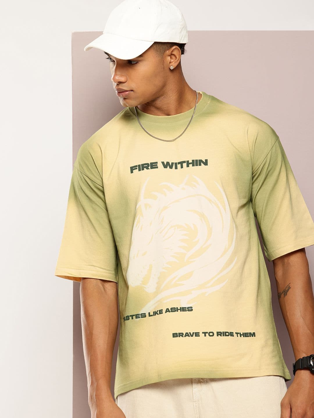 Kook N Keech Men Printed Drop-Shoulder Sleeves Oversized T-shirt - view 1