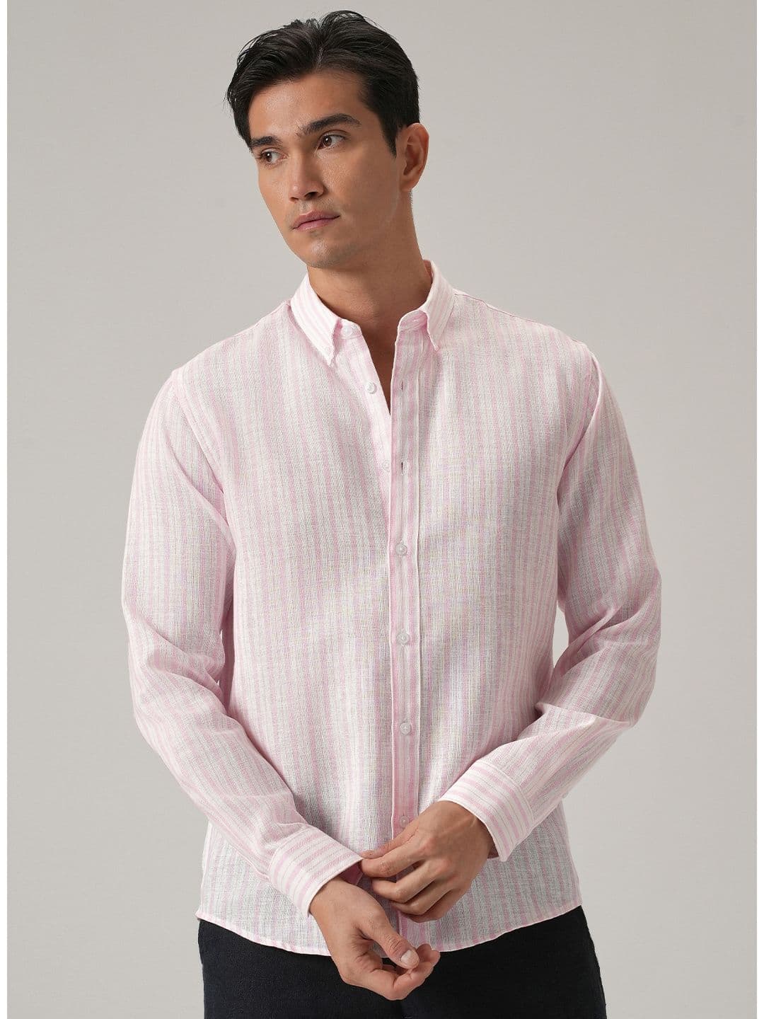 Banana Club Men Classic Slim Fit Semi Sheer Striped Casual Shirt - view 1