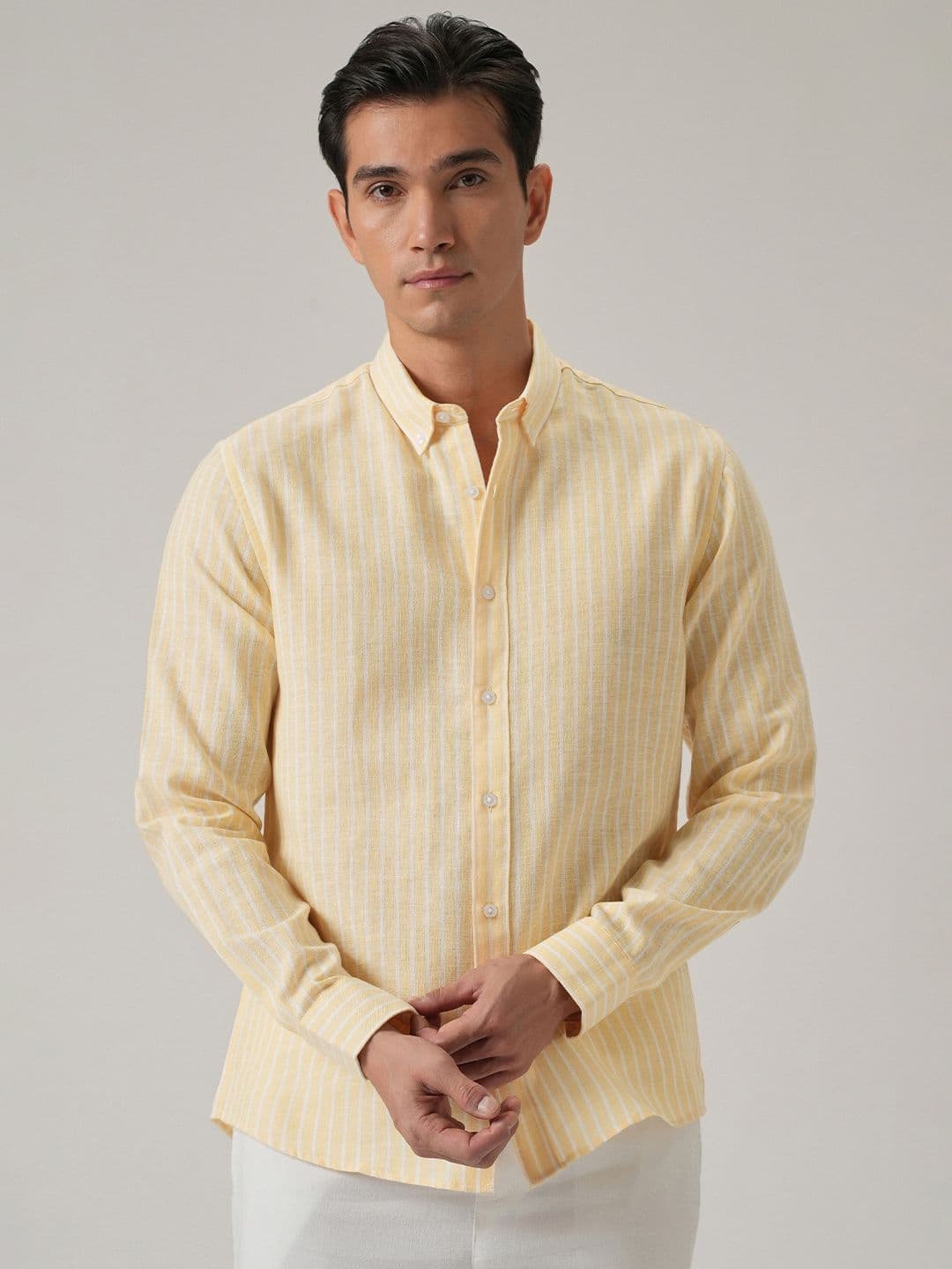 Banana Club Men Classic Slim Fit Semi Sheer Striped Casual Shirt - view 1