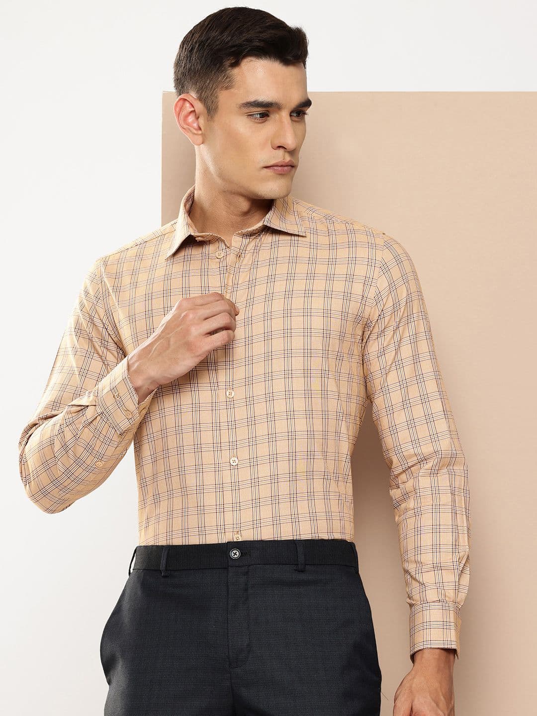 INVICTUS Slim Fit Opaque Checked Pure Cotton Formal Shirt - view 1