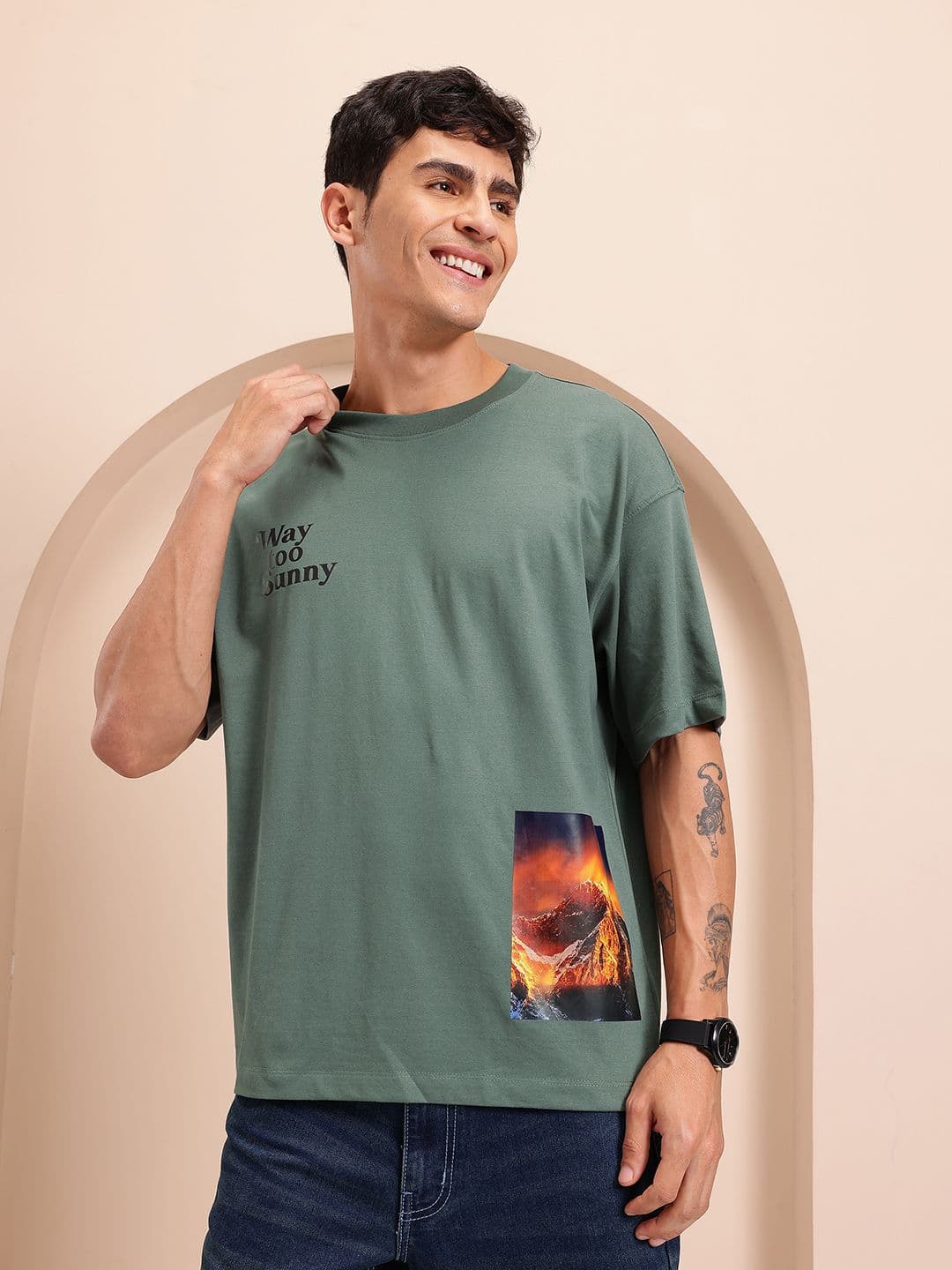 Mast & Harbour Photographic Print Drop-Shoulder Sleeves T-shirt - view 1