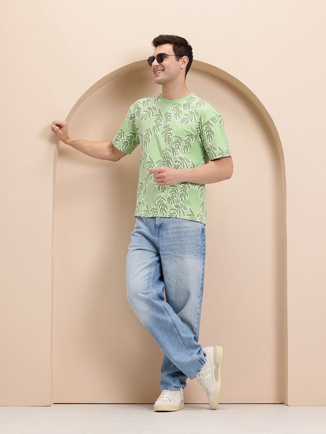 Mast & Harbour Conversational Print Drop-Shoulder Sleeves Relaxed Fit T-shirt - view 1