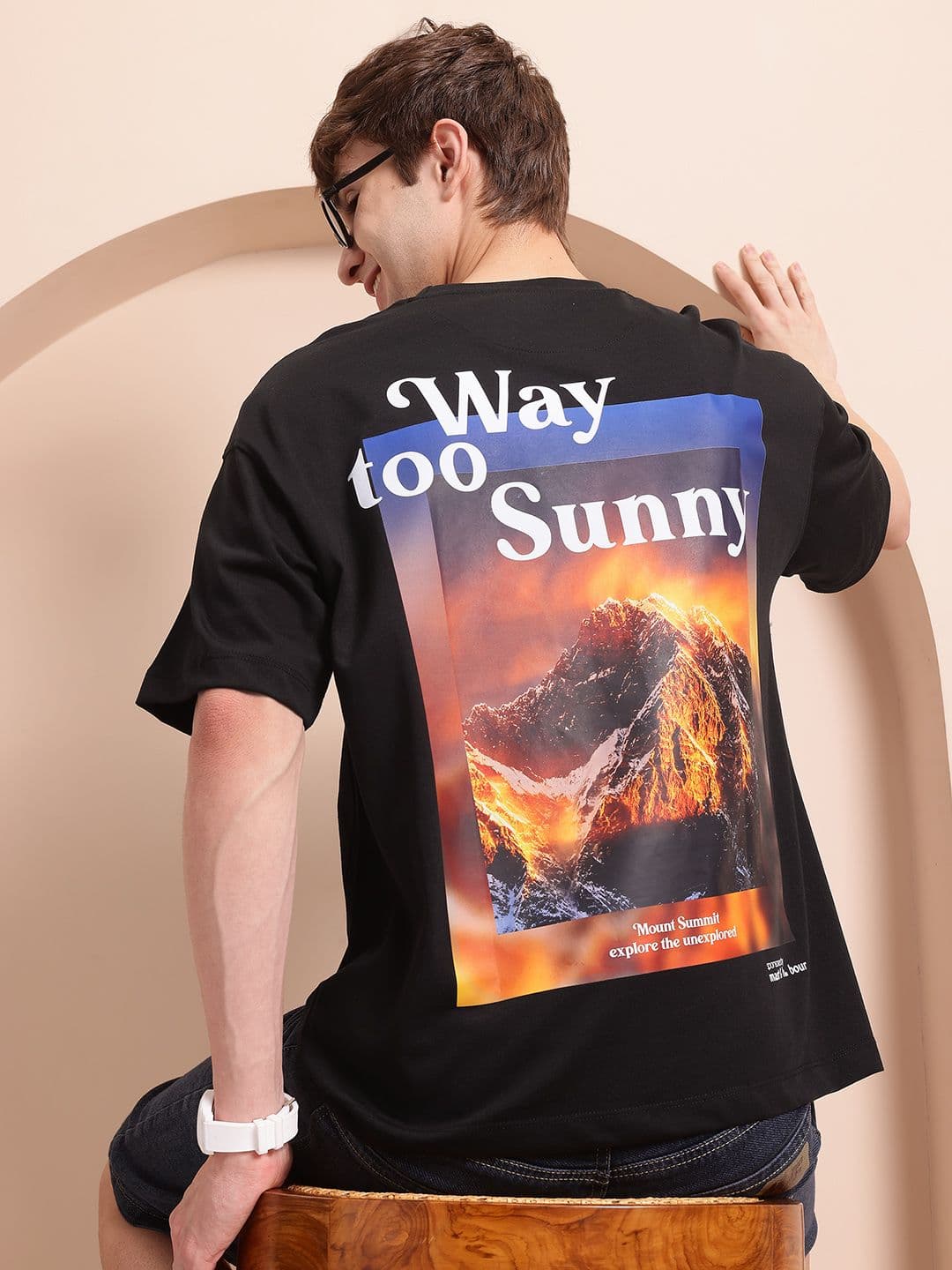 Mast & Harbour Photographic Printed Drop-Shoulder Sleeves Relaxed Fit T-shirt - view 1
