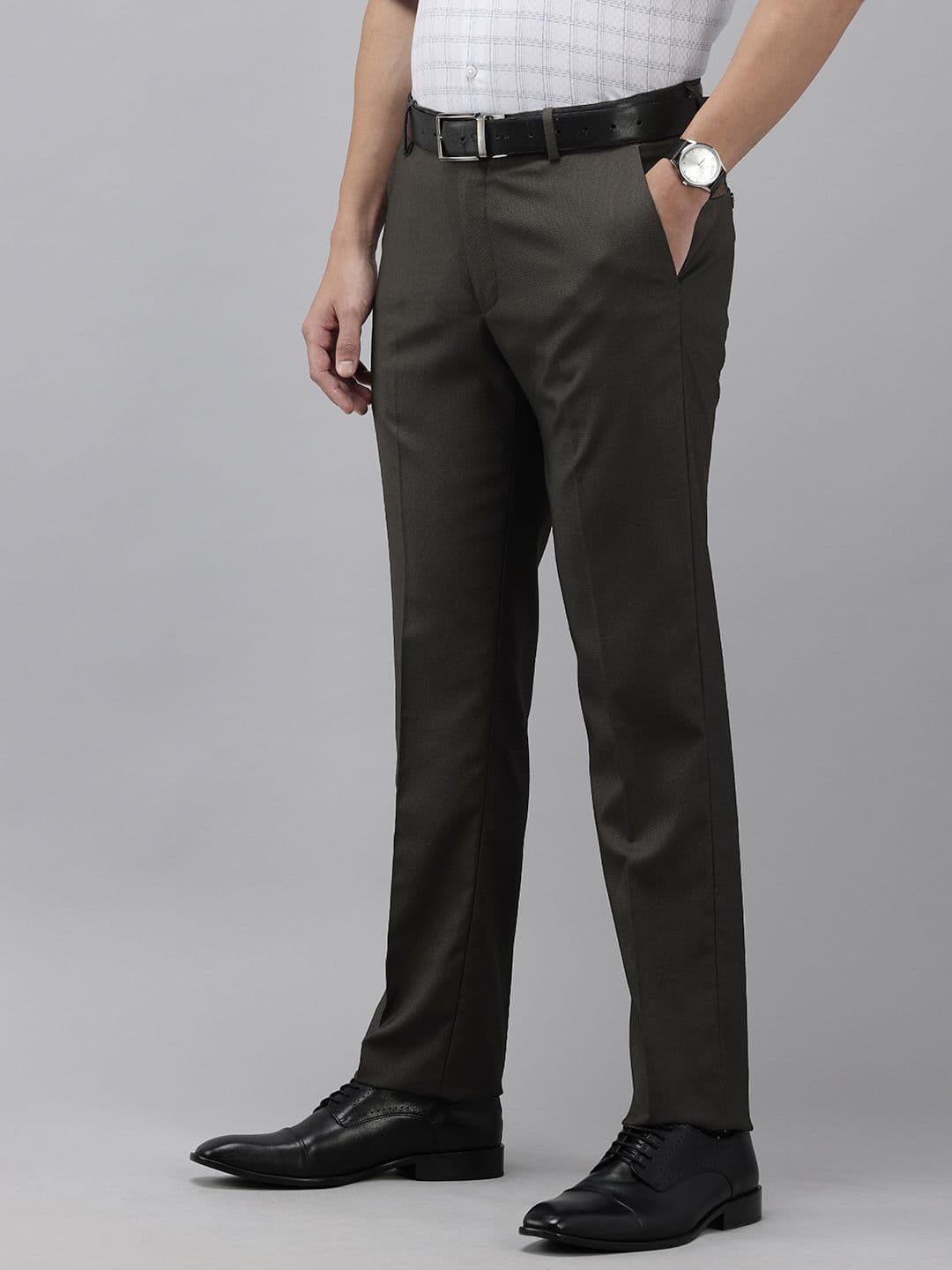 Arrow Men Self Design Textured Hudson Tailored Tapered Fit Formal Trousers - view 1