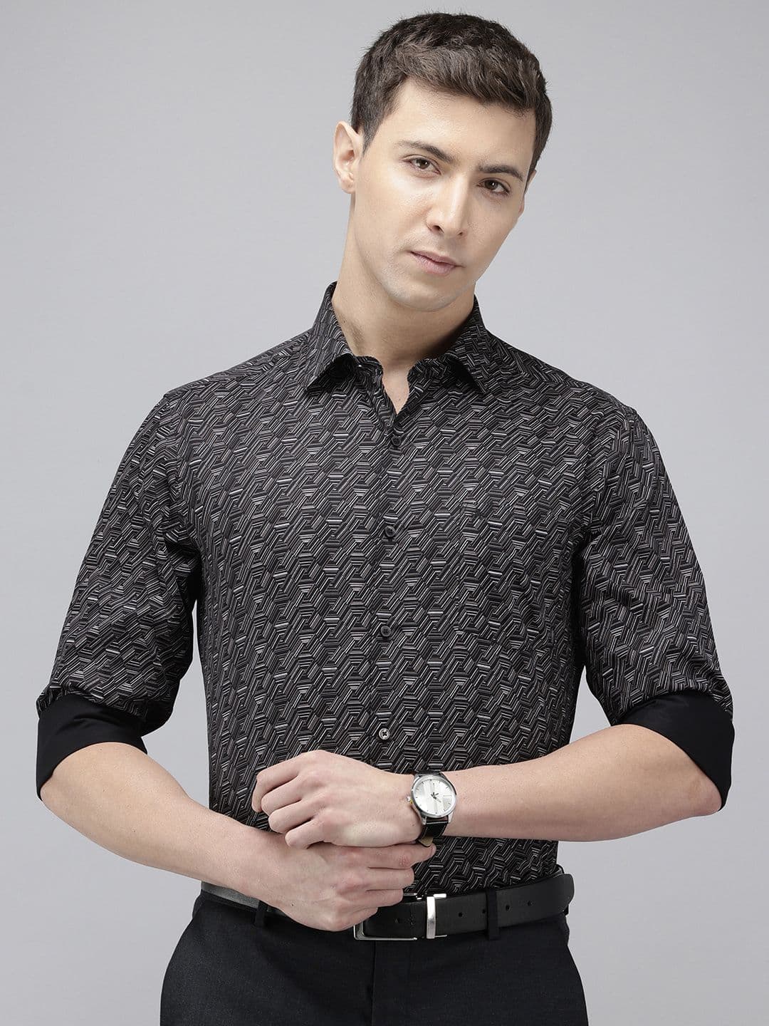 Arrow Manhattan Slim Fit Printed Pure Cotton Formal Shirt - view 1
