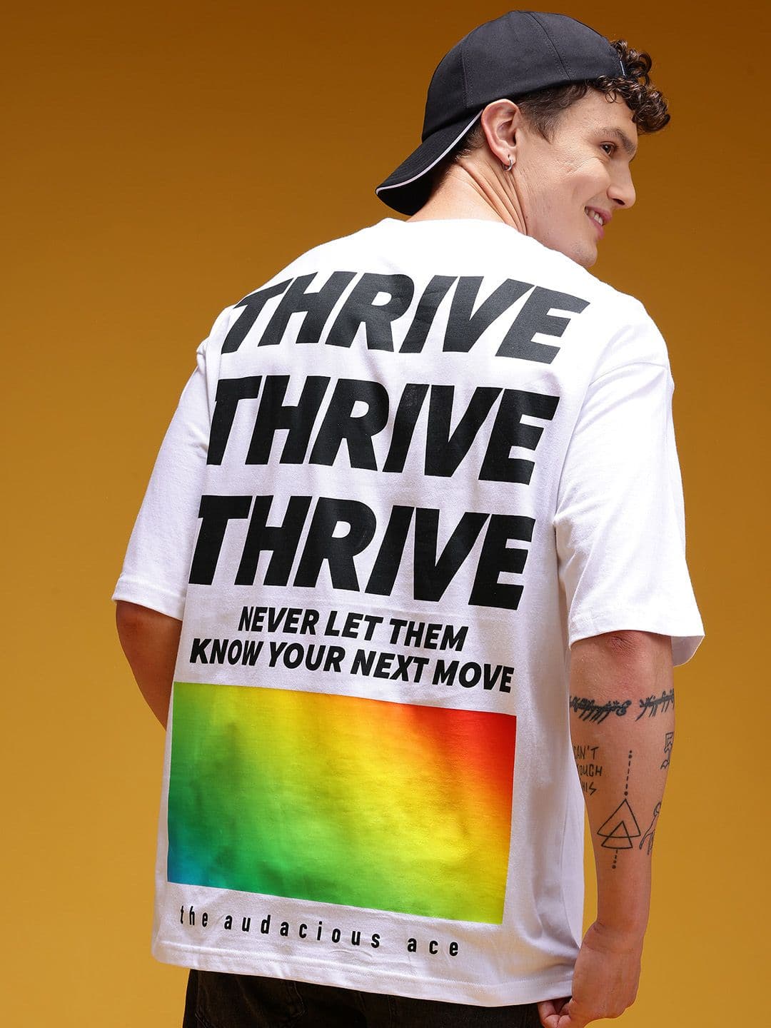 HERE&NOW Printed Drop-Shoulder Sleeves Pure Cotton Relaxed T-shirt - view 1