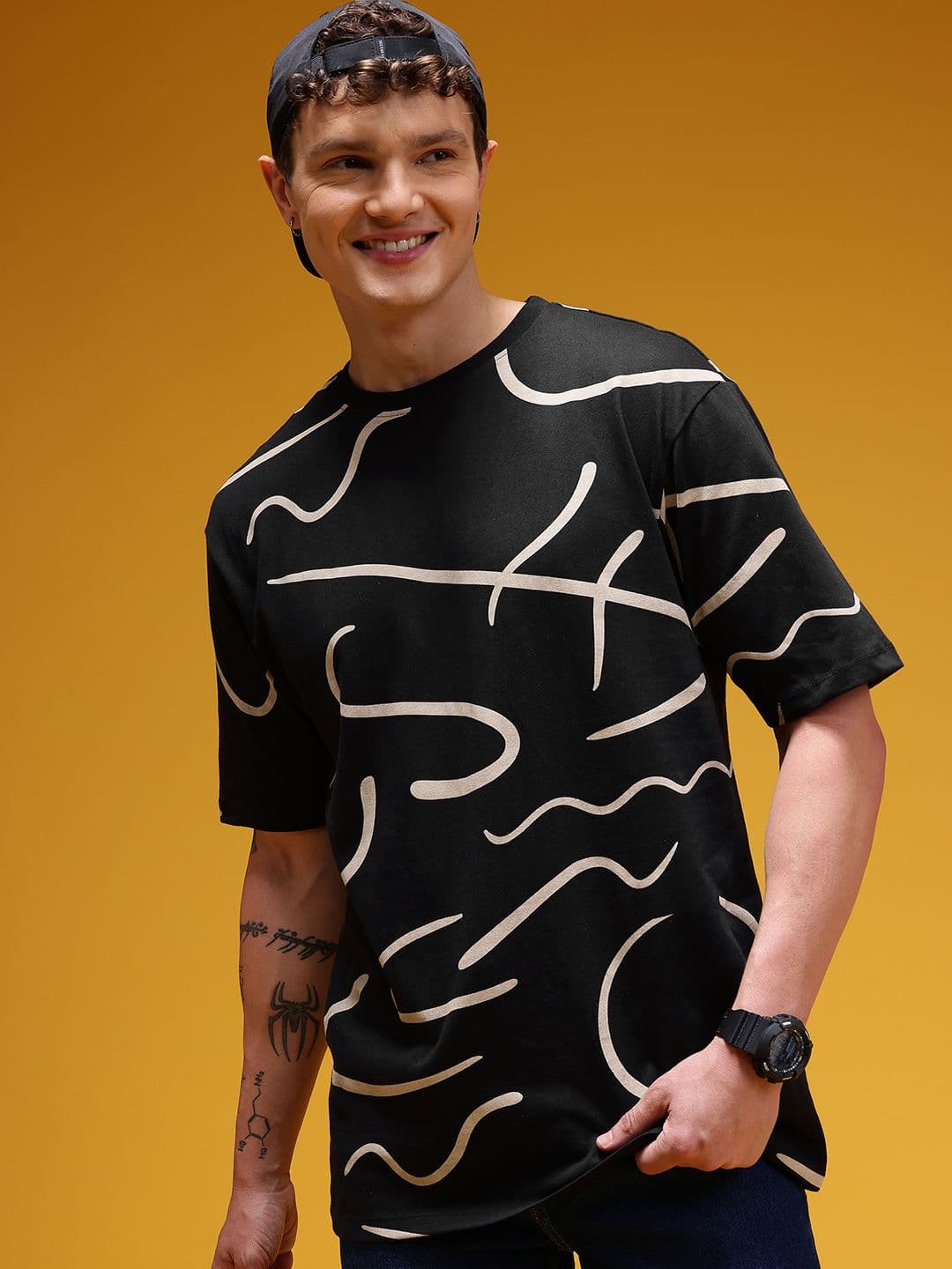 HERE&NOW Printed Oversize Pure Cotton T-shirt - view 1