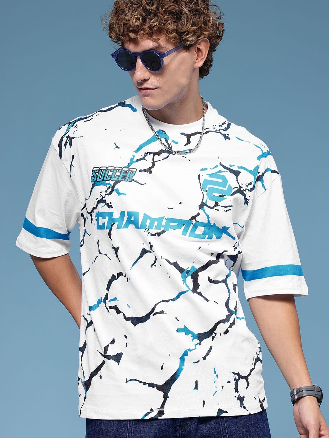 HERE&NOW Printed Pure Cotton Oversized Longline T-shirt - view 1