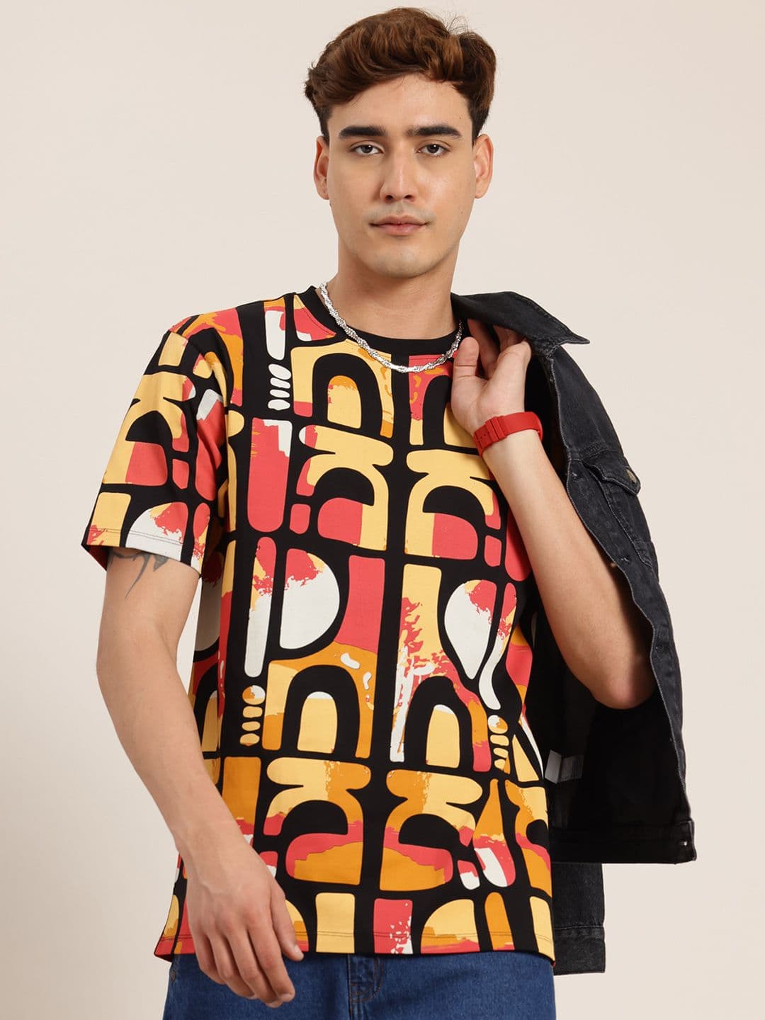 HERE&NOW Men Printed Pure Cotton T-shirt - view 1