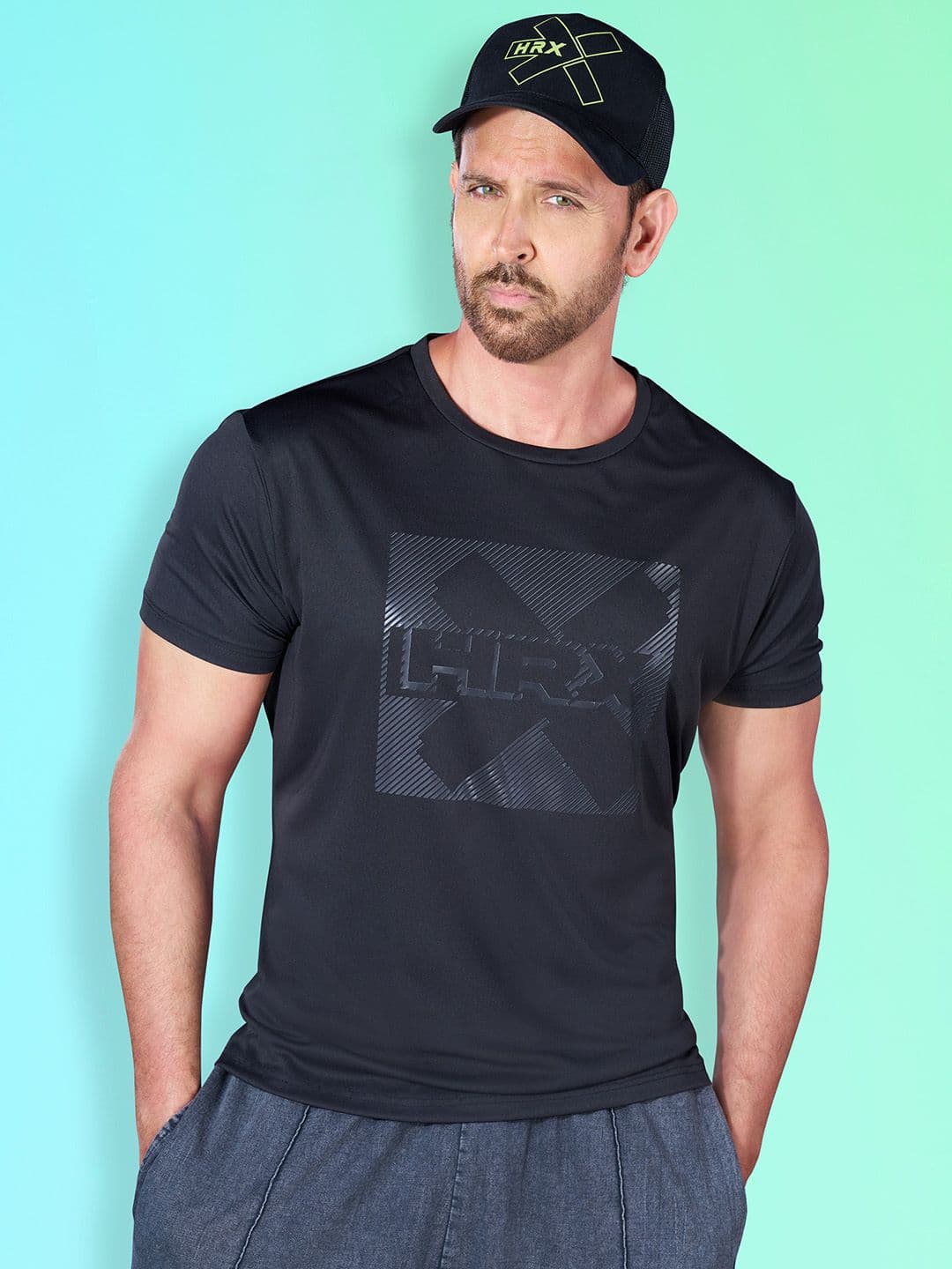 HRX by Hrithik Roshan Brand Logo Printed Rapid-Dry Training T-shirt - view 1